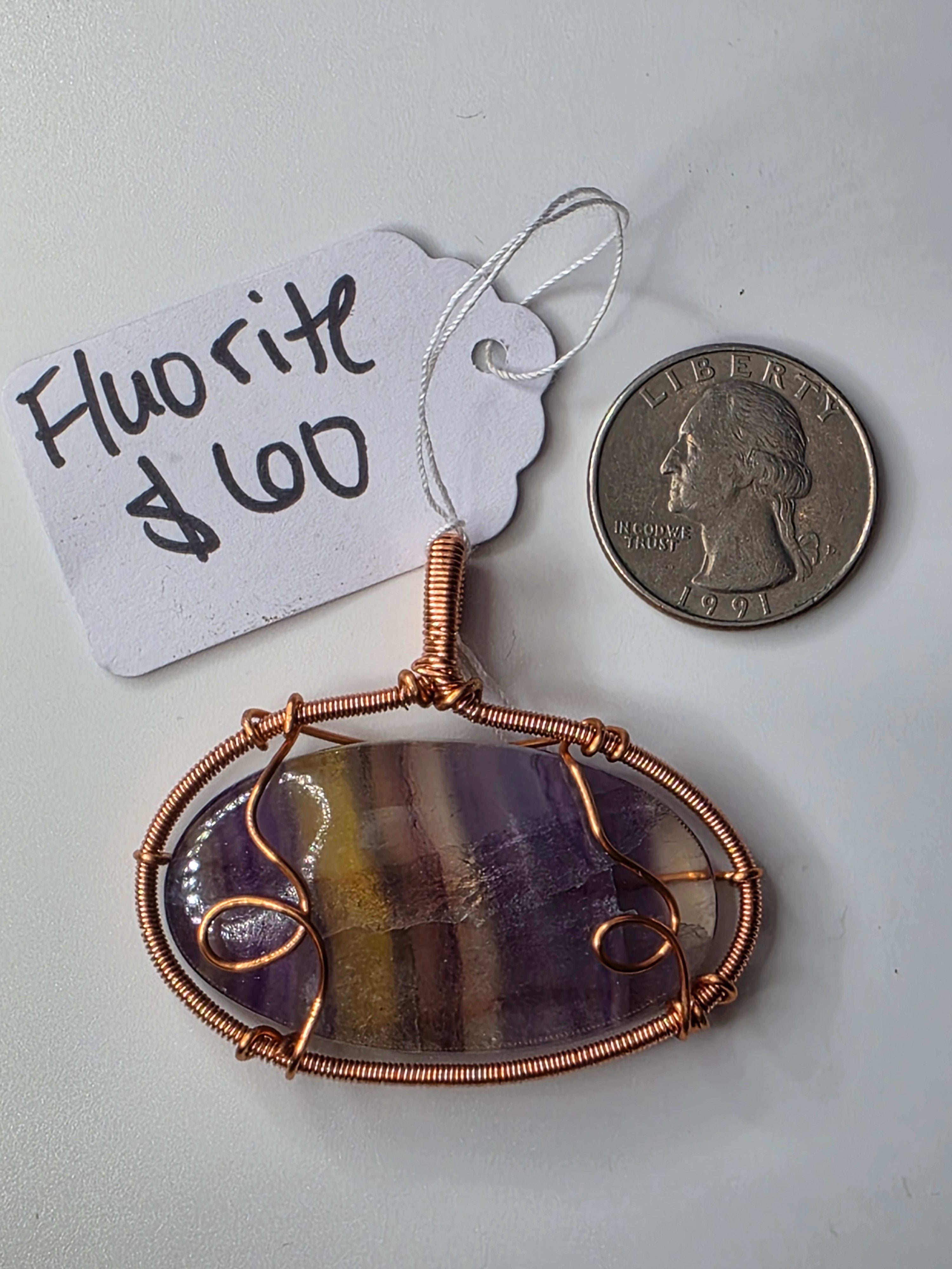 Rainbow Fluorite Oval Pendant
