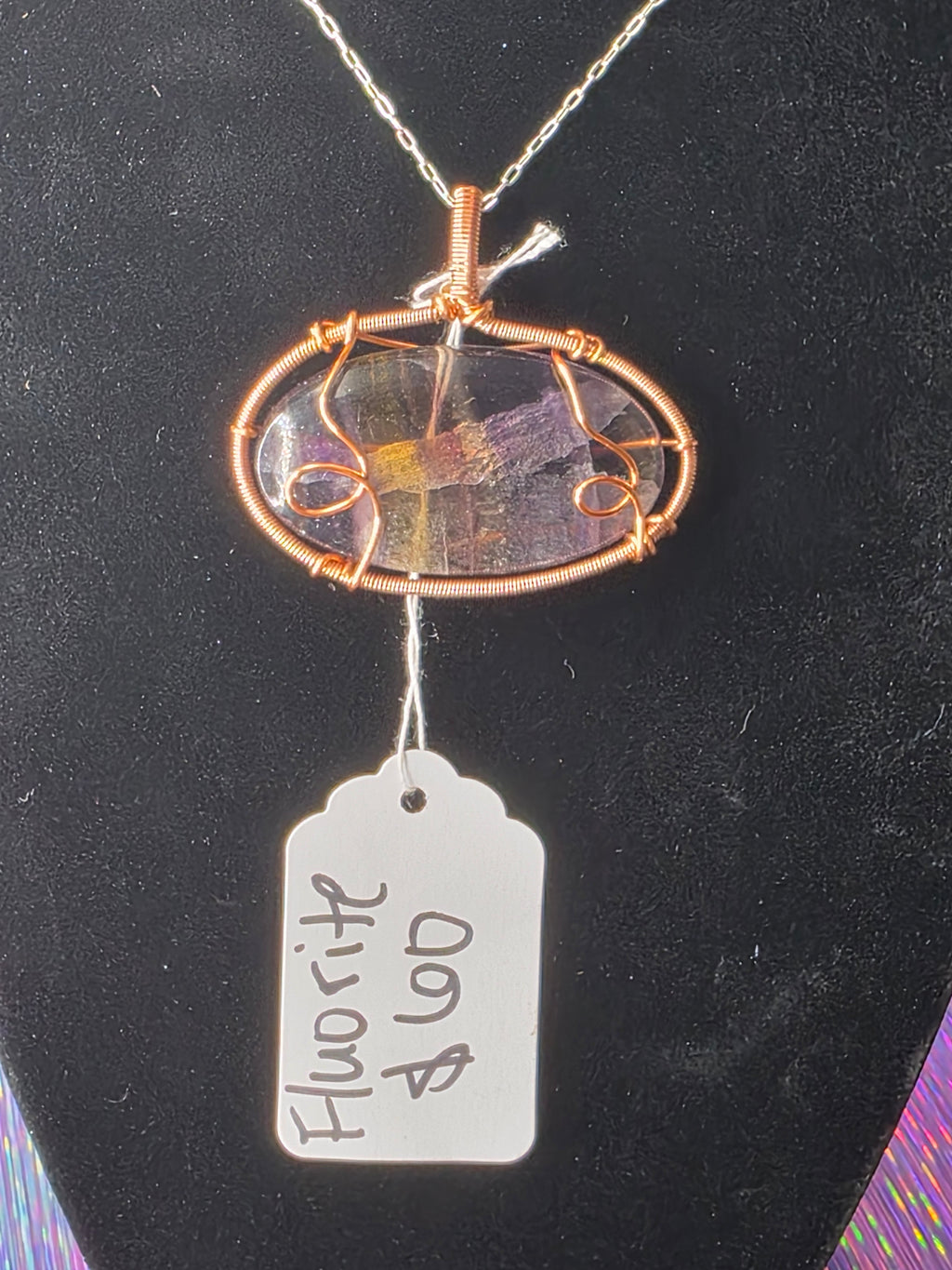 Rainbow Fluorite Oval Pendant