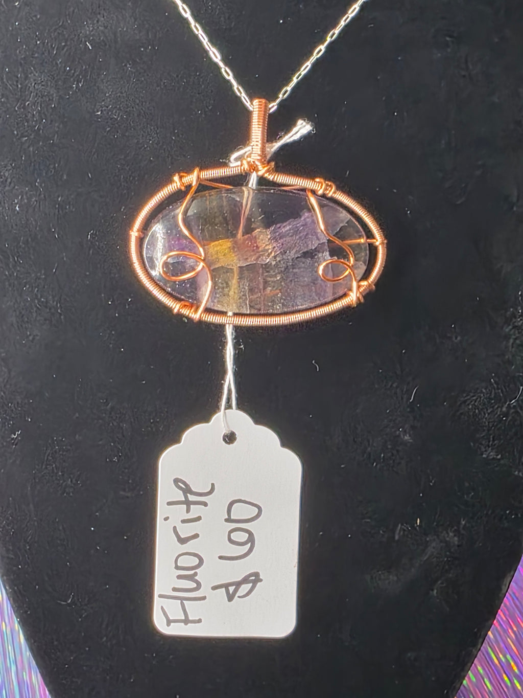 Rainbow Fluorite Oval Pendant