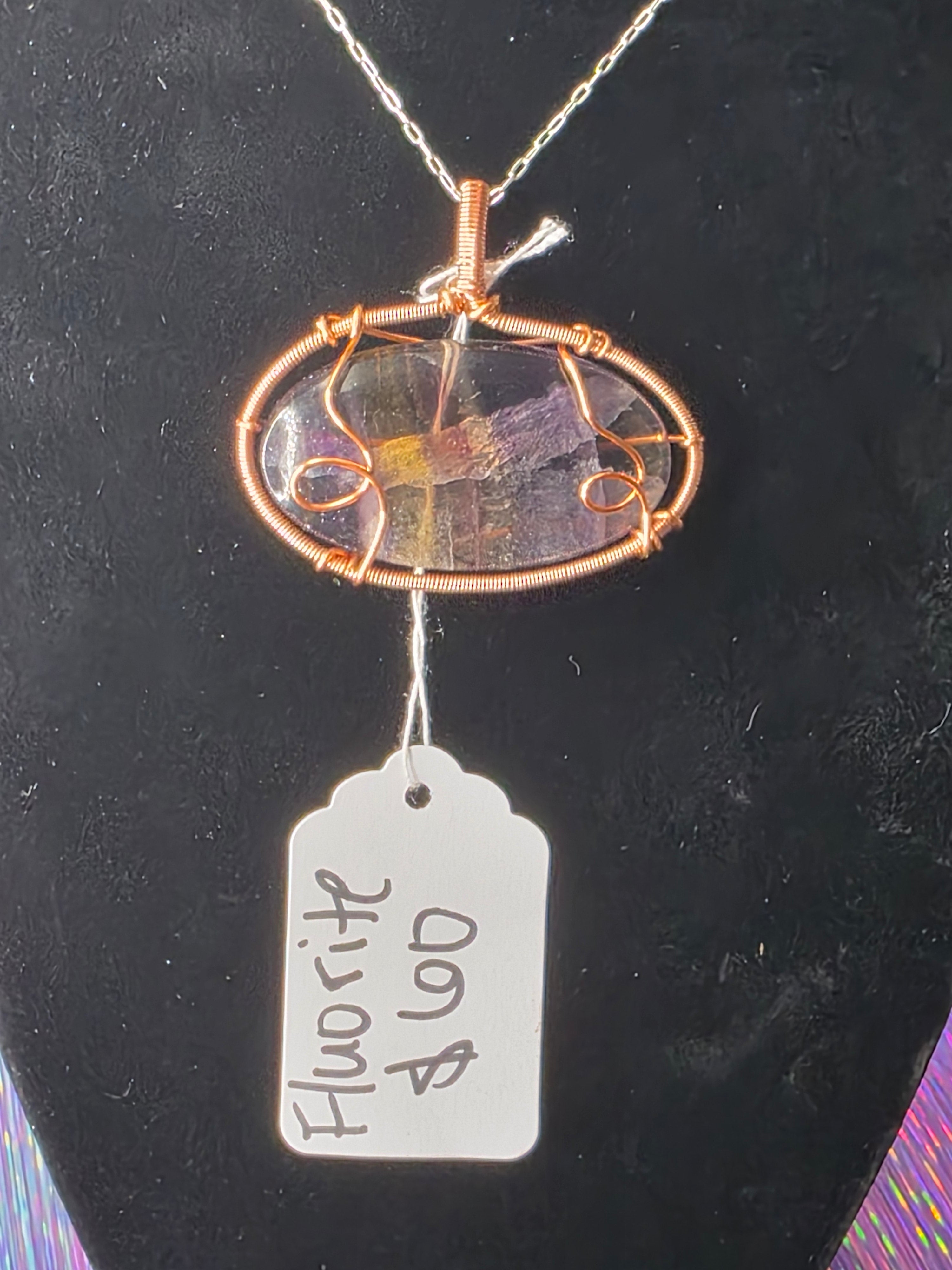 Rainbow Fluorite Oval Pendant
