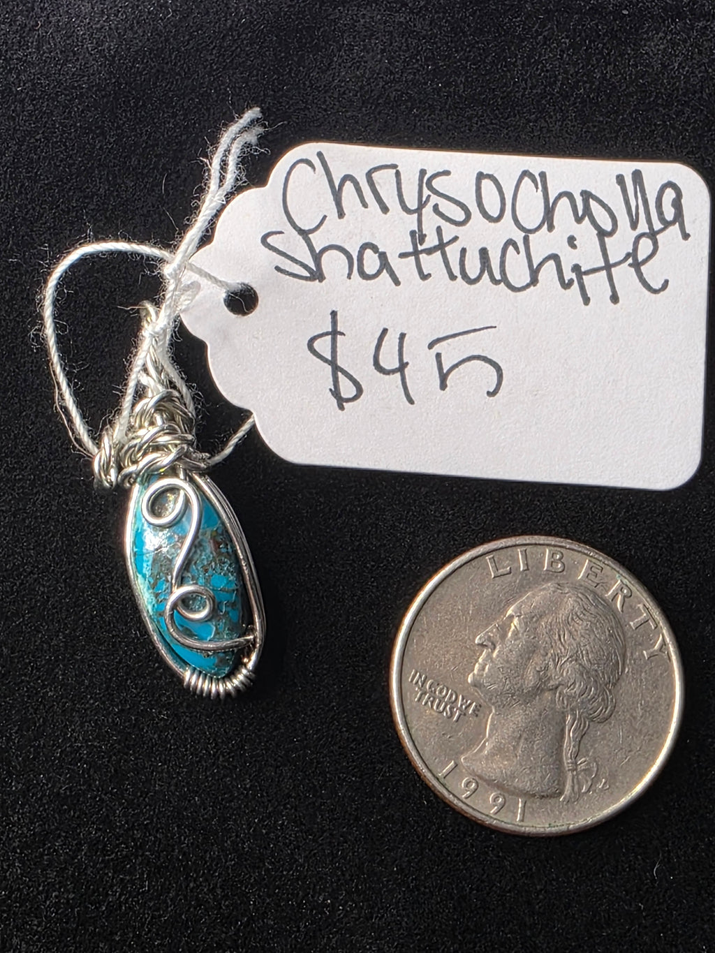 Chrysocolla Shattuckite Mini Oval Pendant
