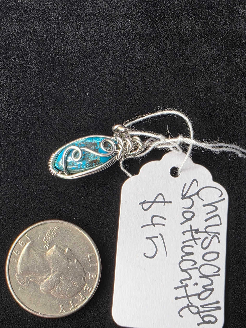 Chrysocolla Shattuckite Mini Oval Pendant