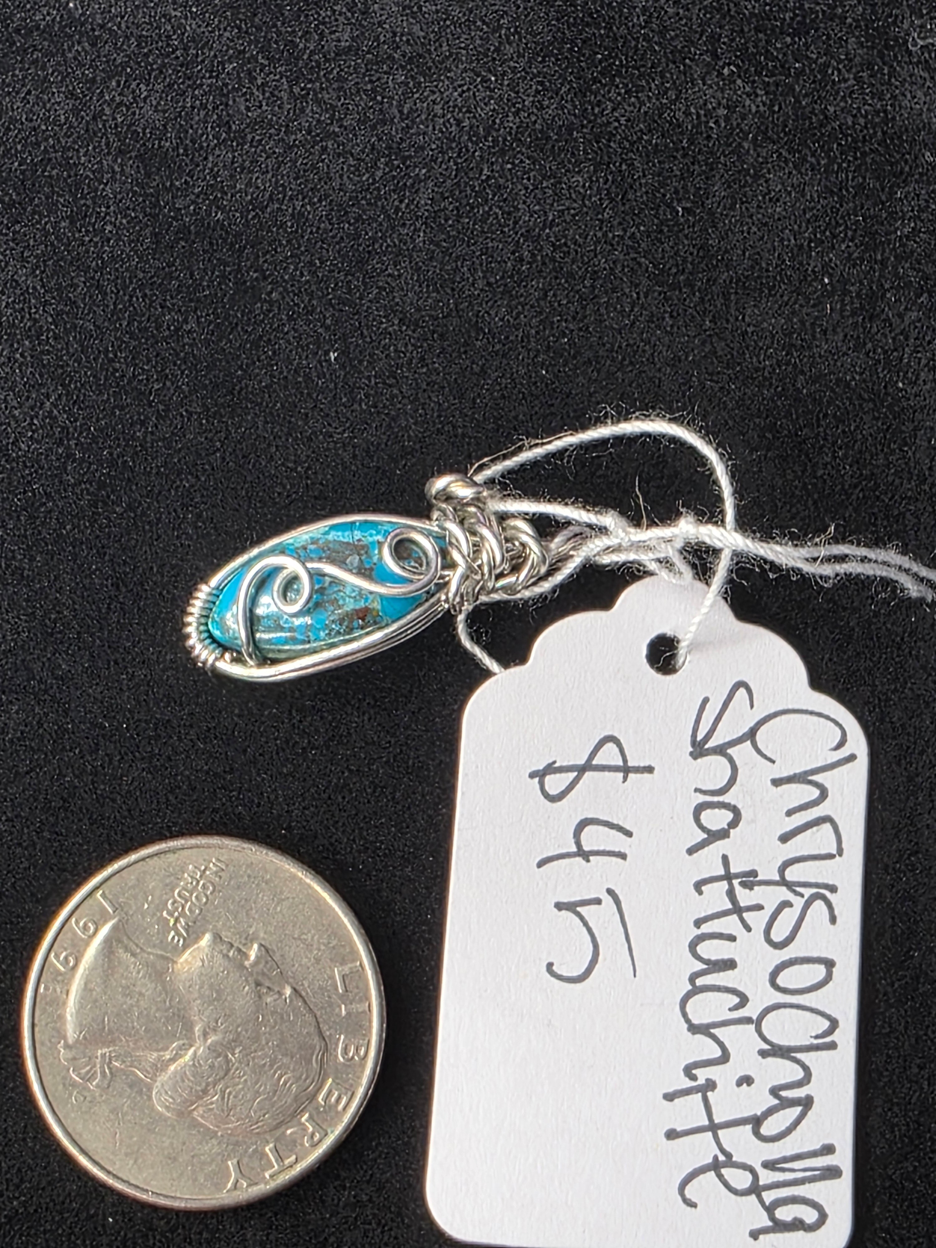 Chrysocolla Shattuckite Mini Oval Pendant