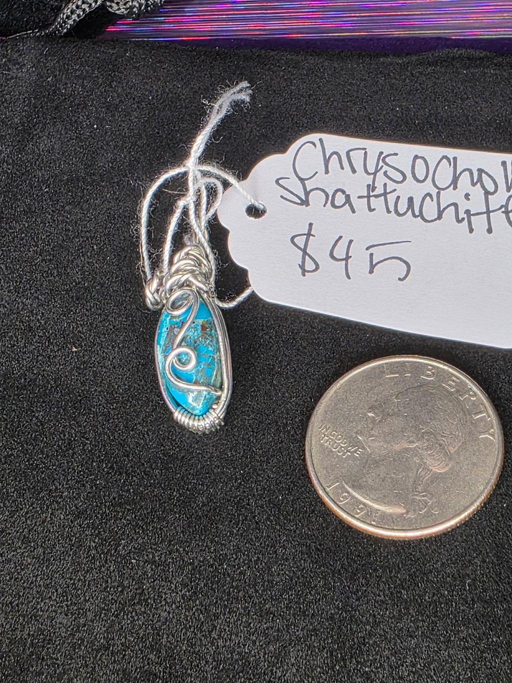 Chrysocolla Shattuckite Mini Oval Pendant