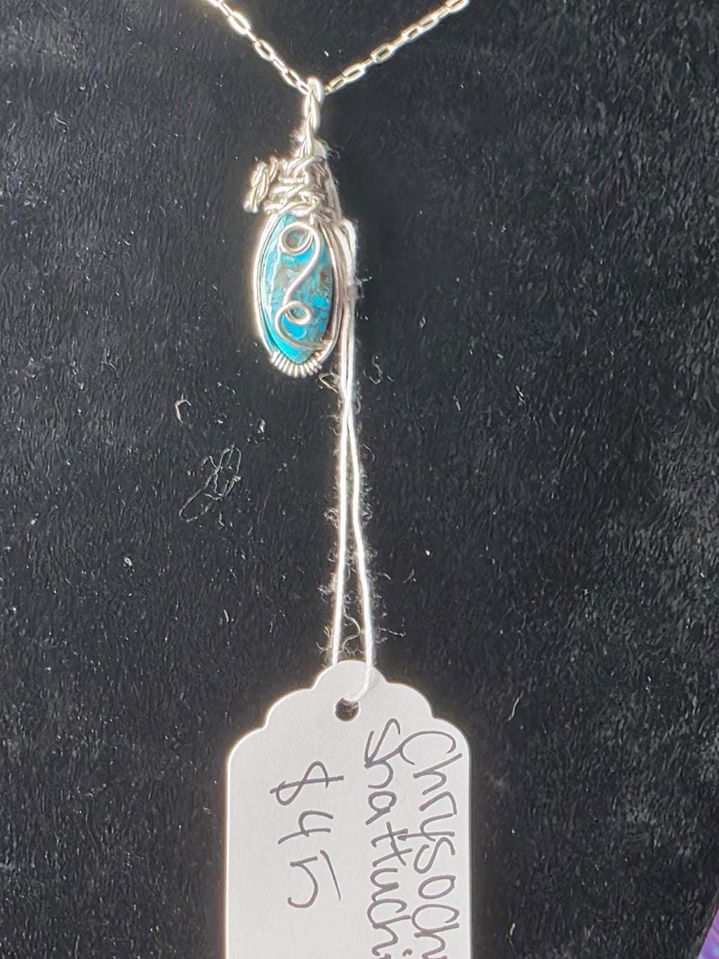 Chrysocolla Shattuckite Mini Oval Pendant