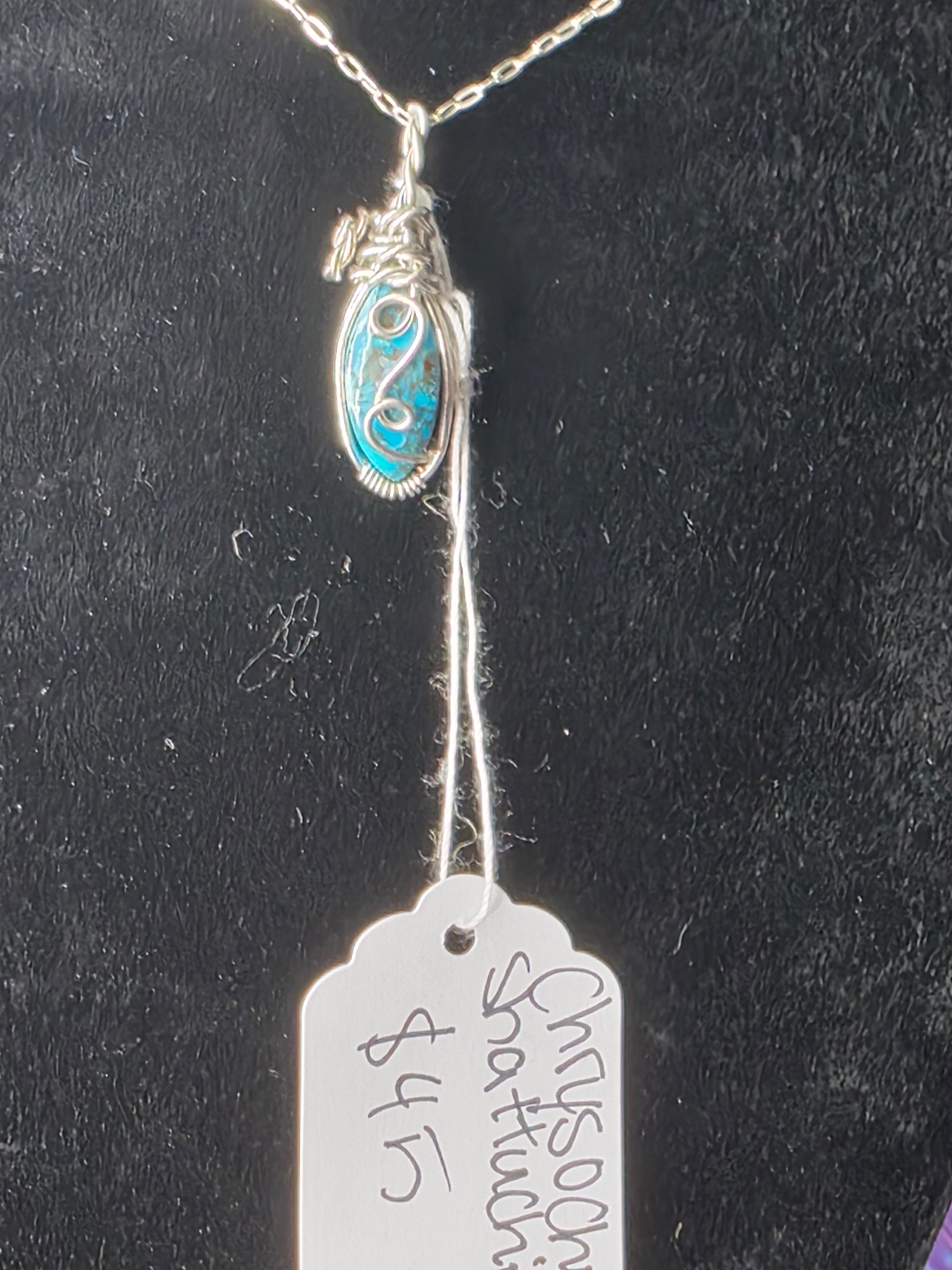 Chrysocolla Shattuckite Mini Oval Pendant