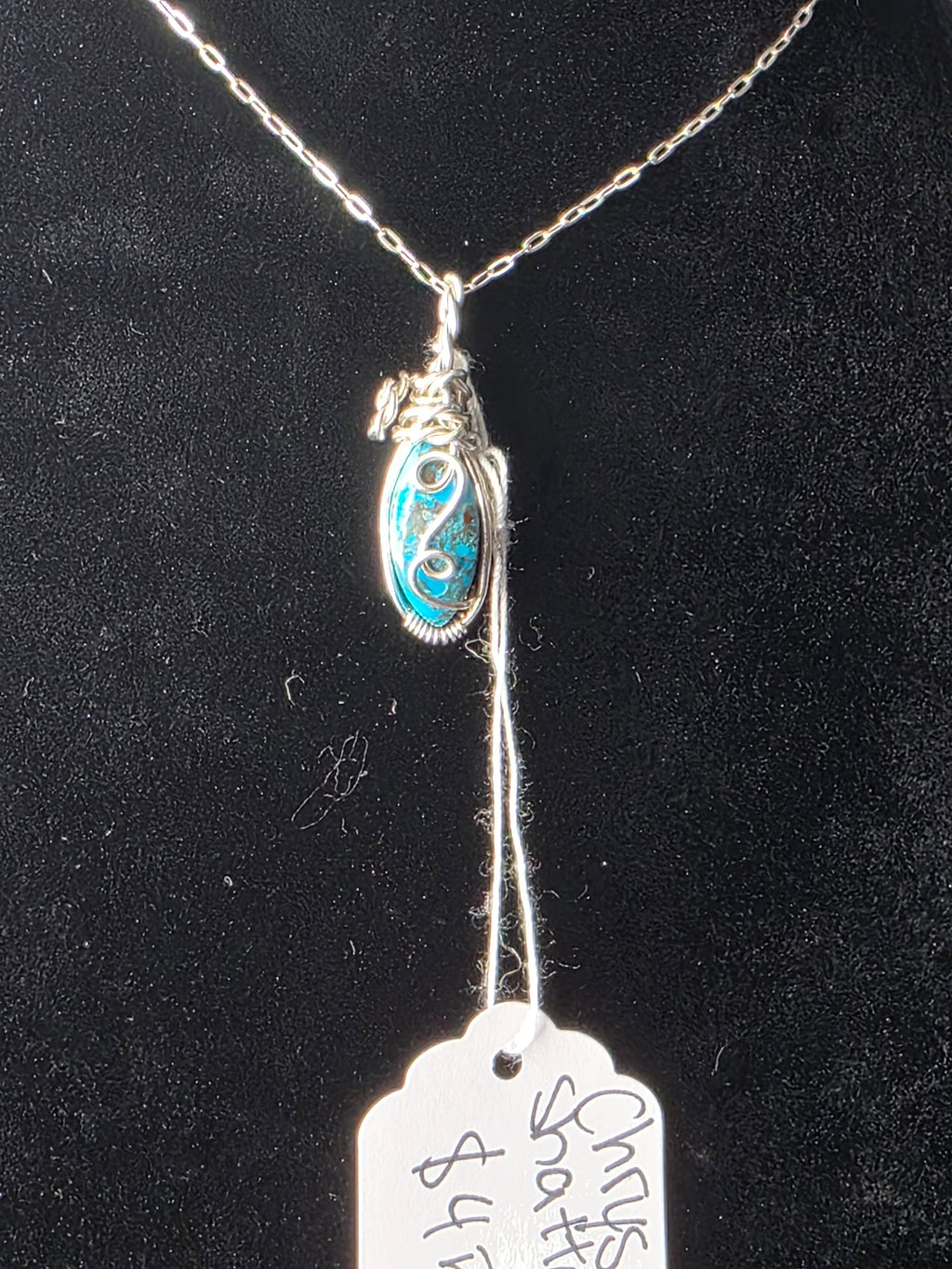 Chrysocolla Shattuckite Mini Oval Pendant