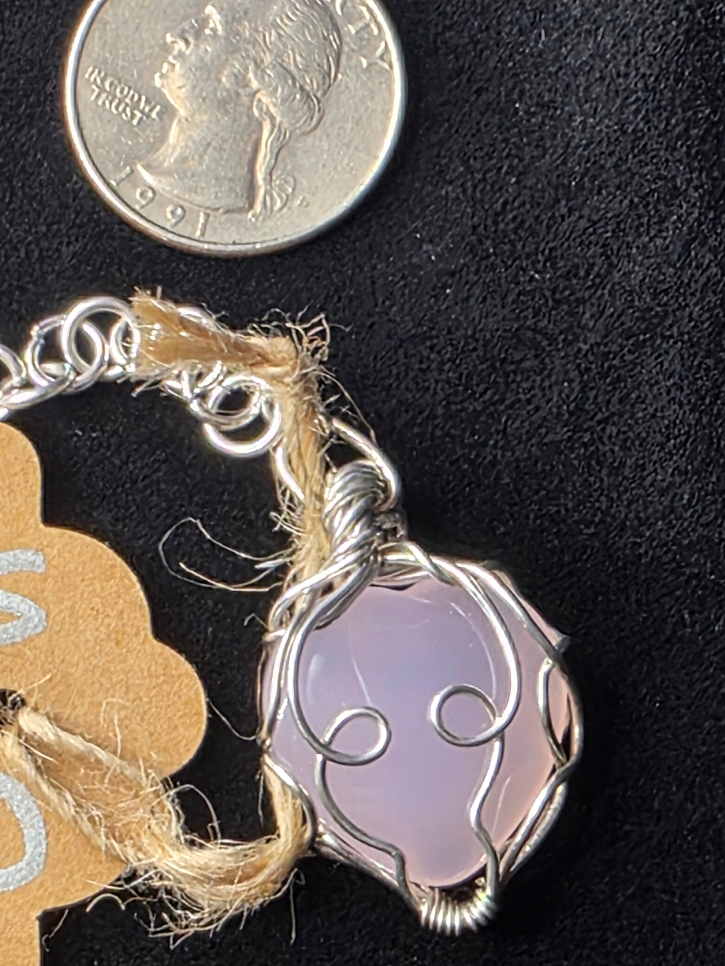 Pink Glass Wire Wrapped Keychain