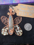 Moss Agate and Prehnite Bead Butterfly Pendant