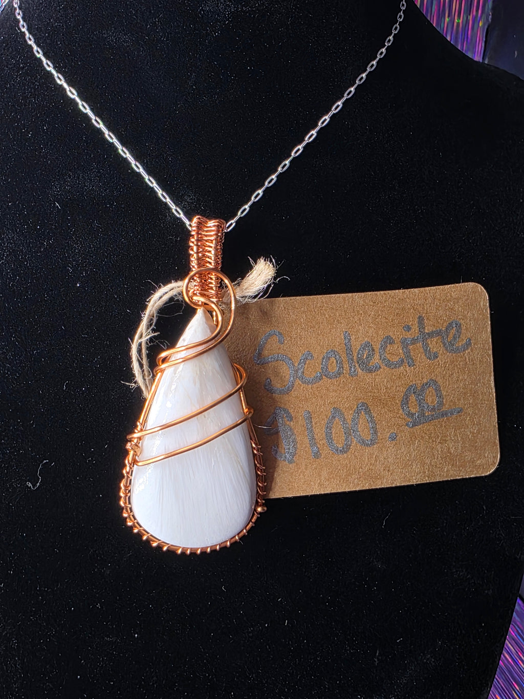 Scolecite Teardrop Pendant