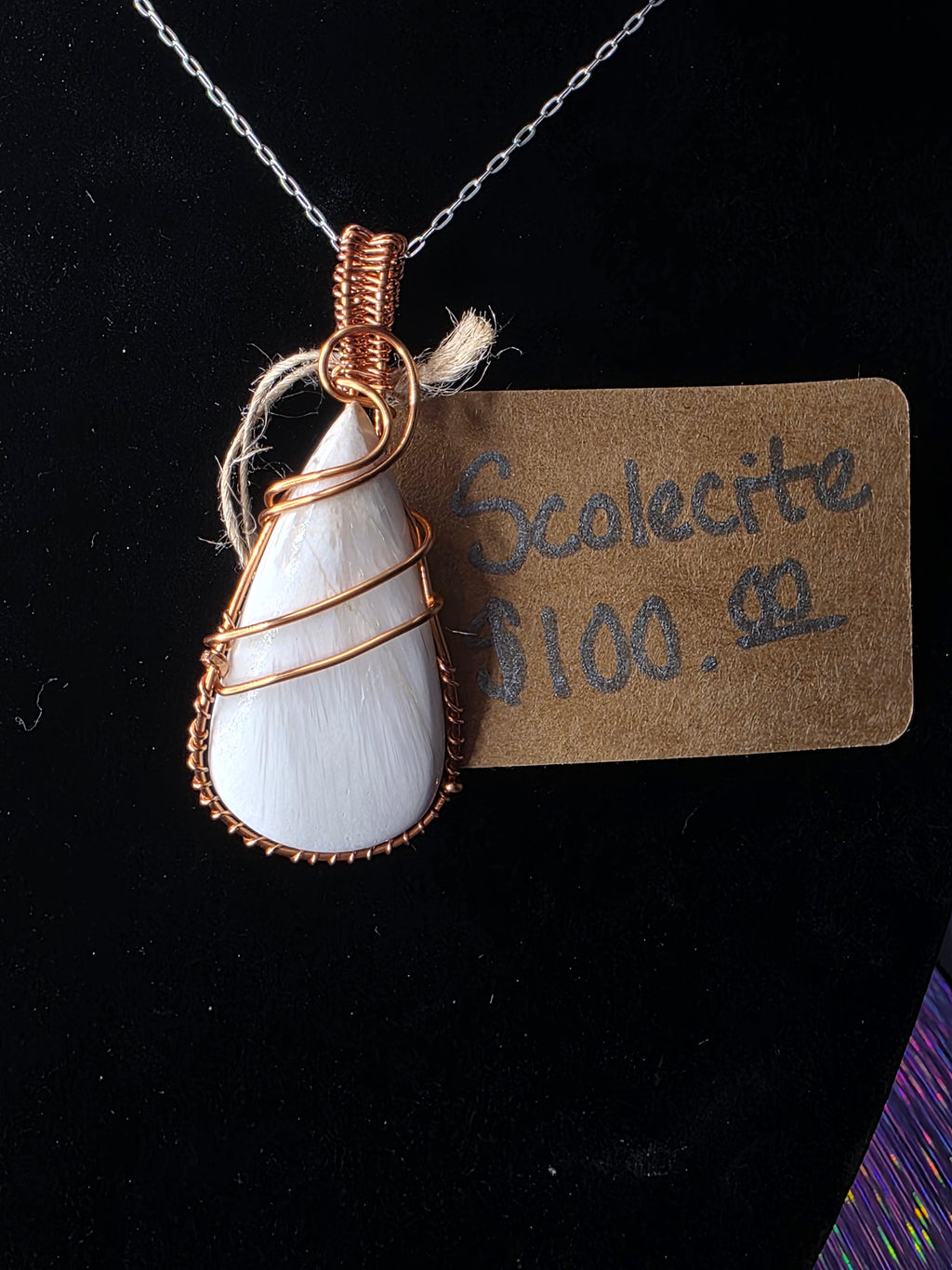 Scolecite Teardrop Pendant