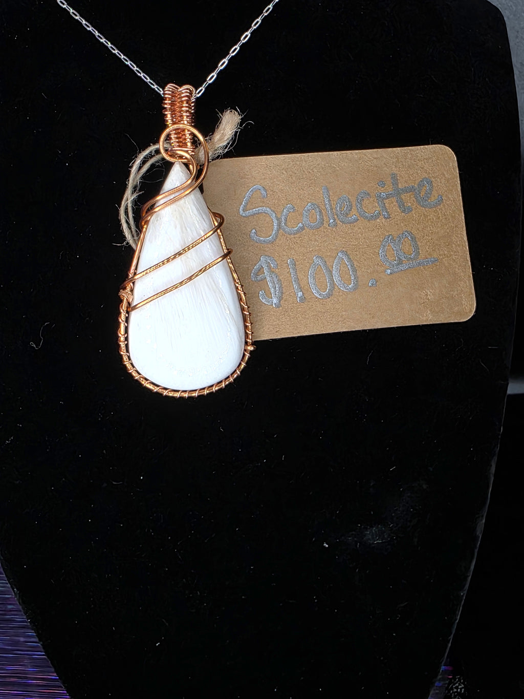 Scolecite Teardrop Pendant