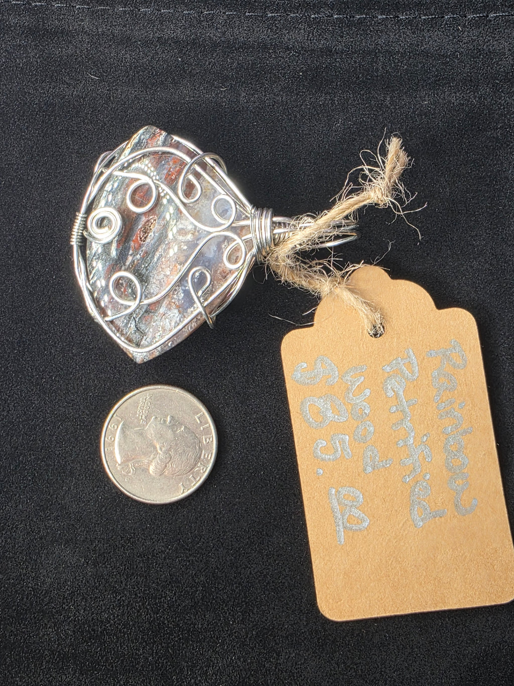 Rainbow Petrified Wood Fan Pendant