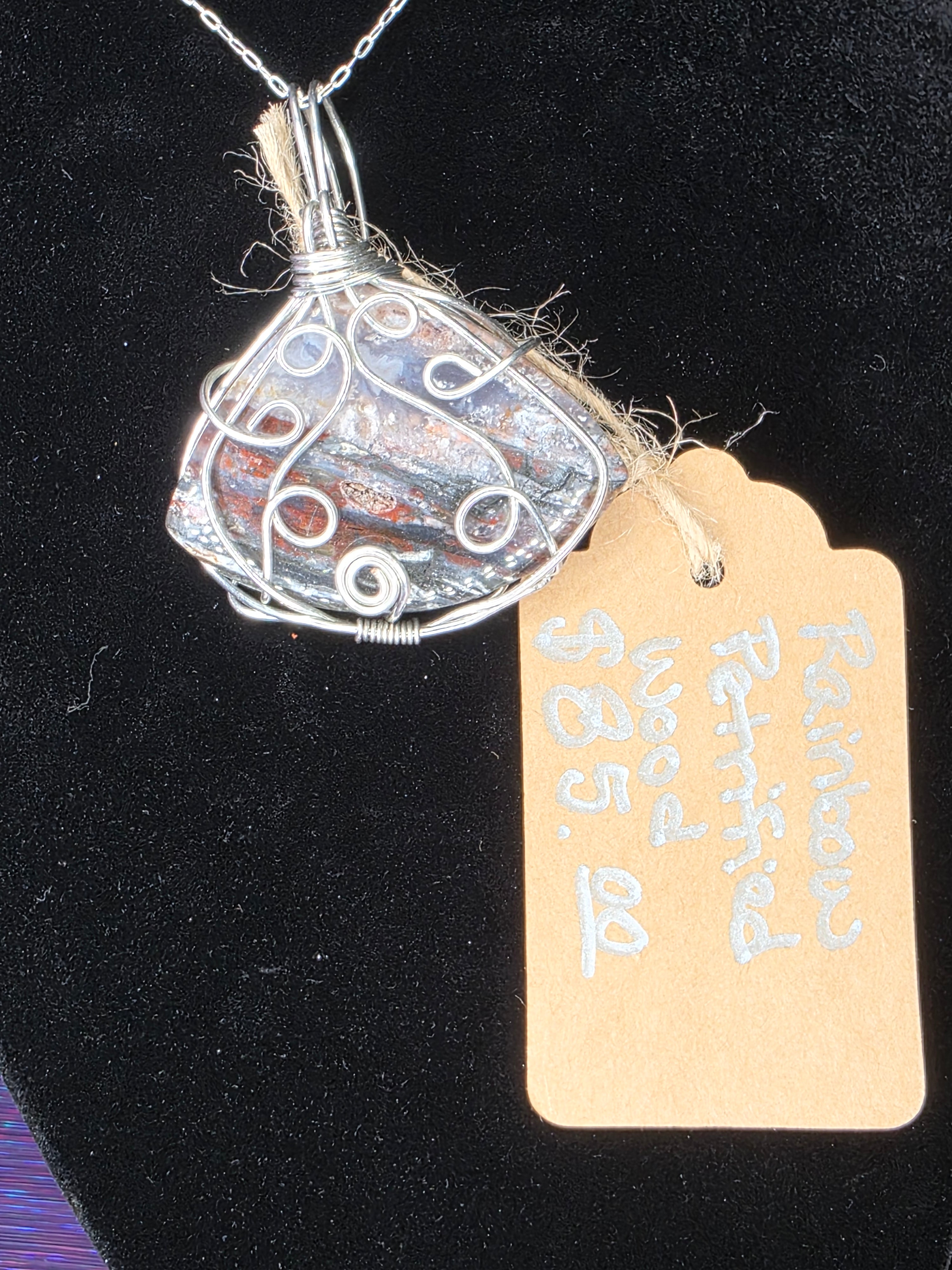 Rainbow Petrified Wood Fan Pendant