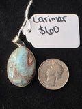 Silversmithed Larimar Oval Pendant