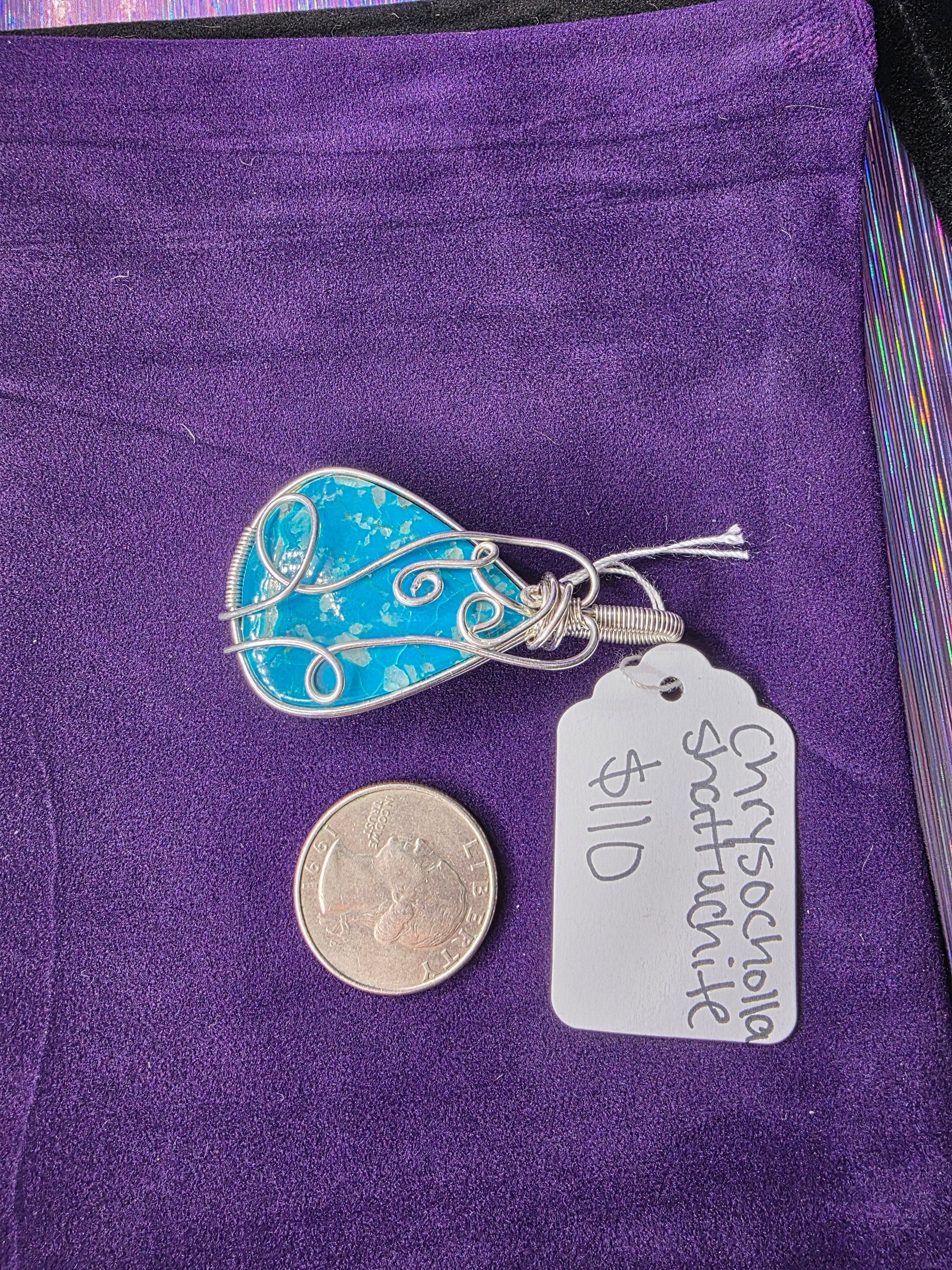 Chrysocolla Shattuckite Teardrop Pendant