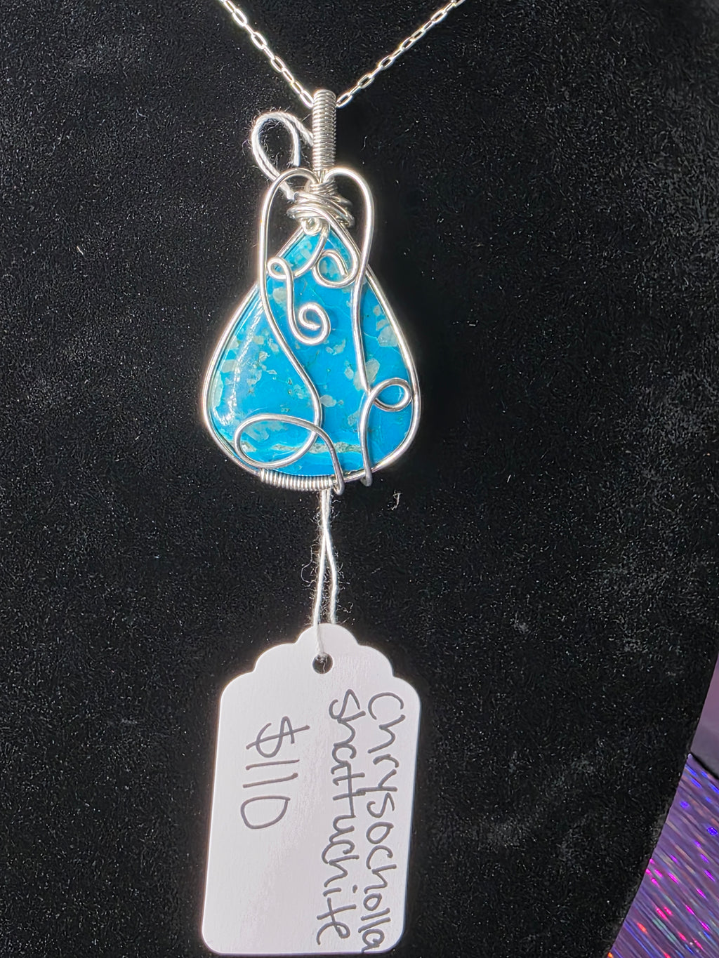 Chrysocolla Shattuckite Teardrop Pendant