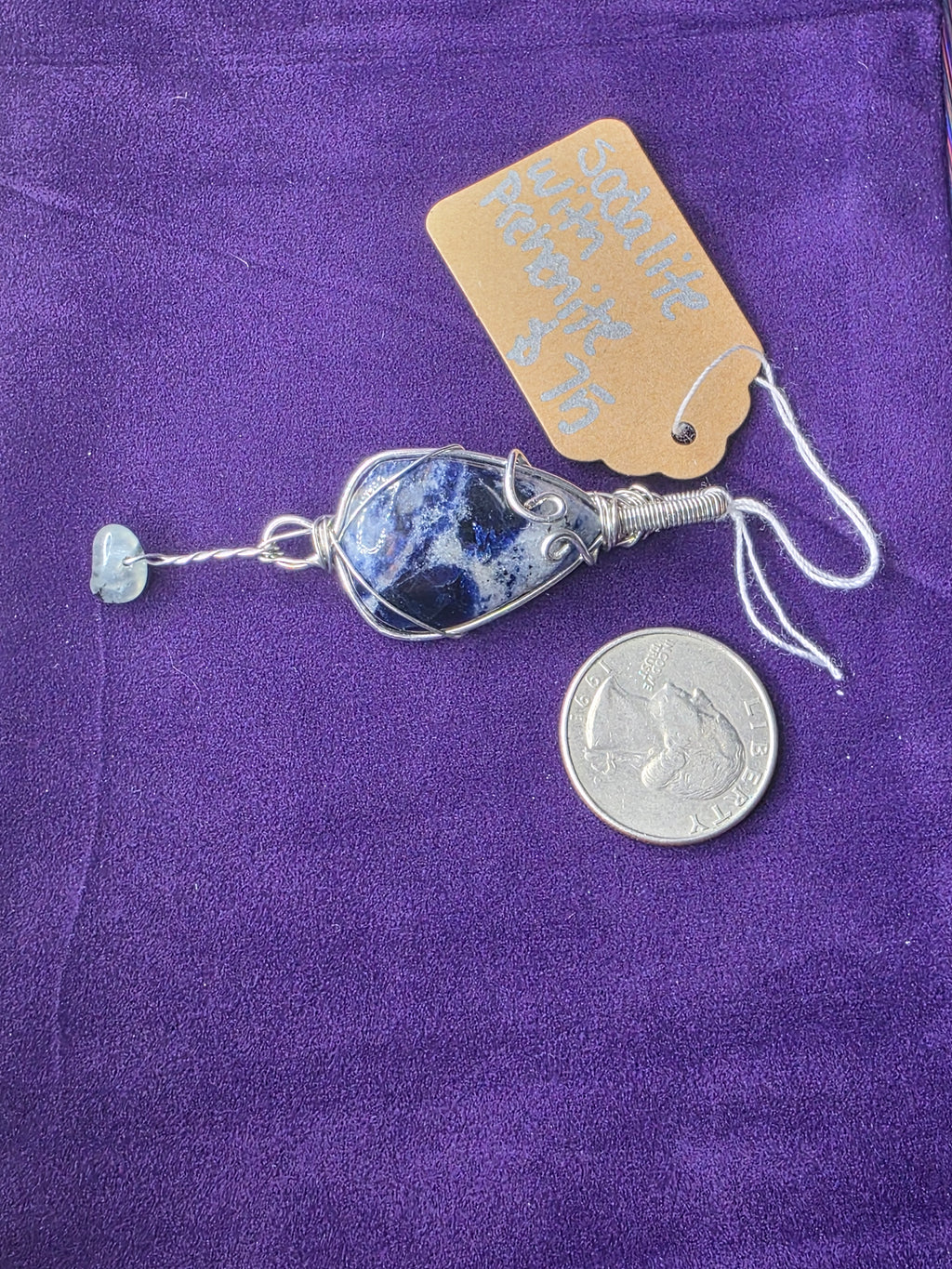 Sodalite with Prehnite Accent Teardrop Pendant