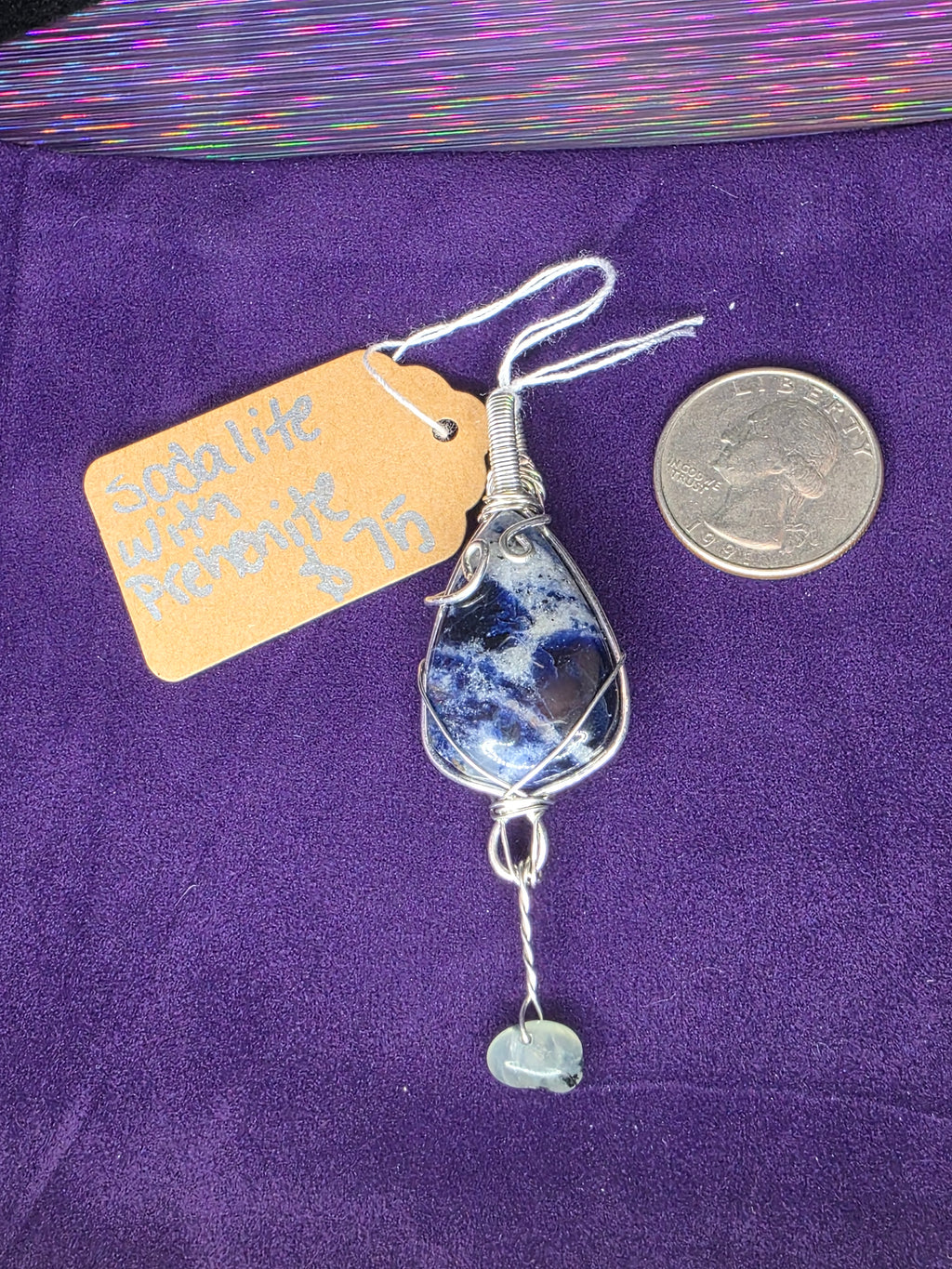 Sodalite with Prehnite Accent Teardrop Pendant