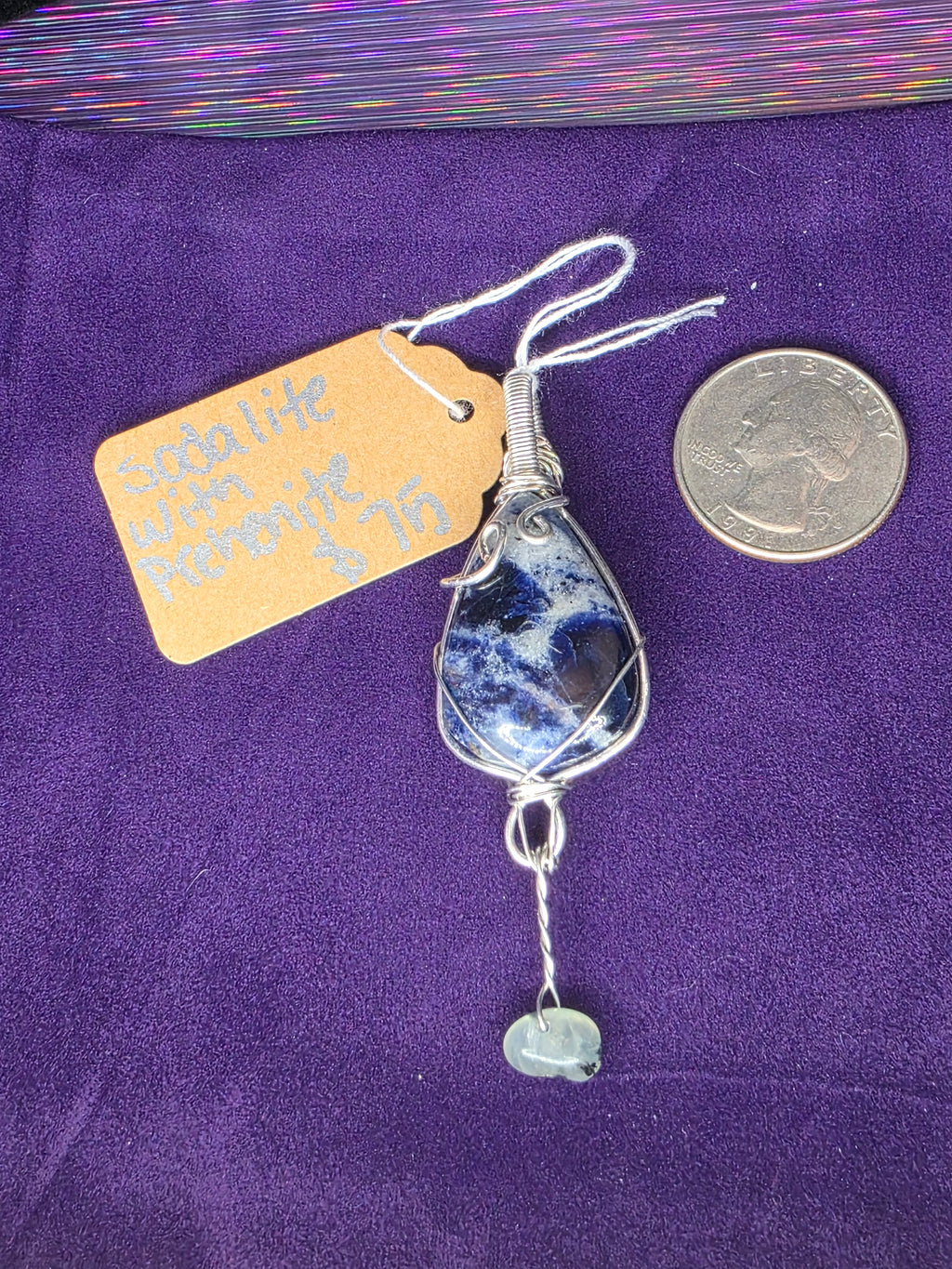 Sodalite with Prehnite Accent Teardrop Pendant