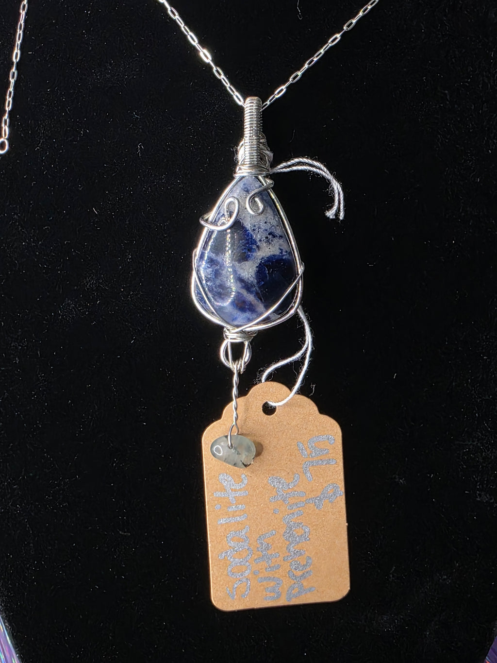 Sodalite with Prehnite Accent Teardrop Pendant