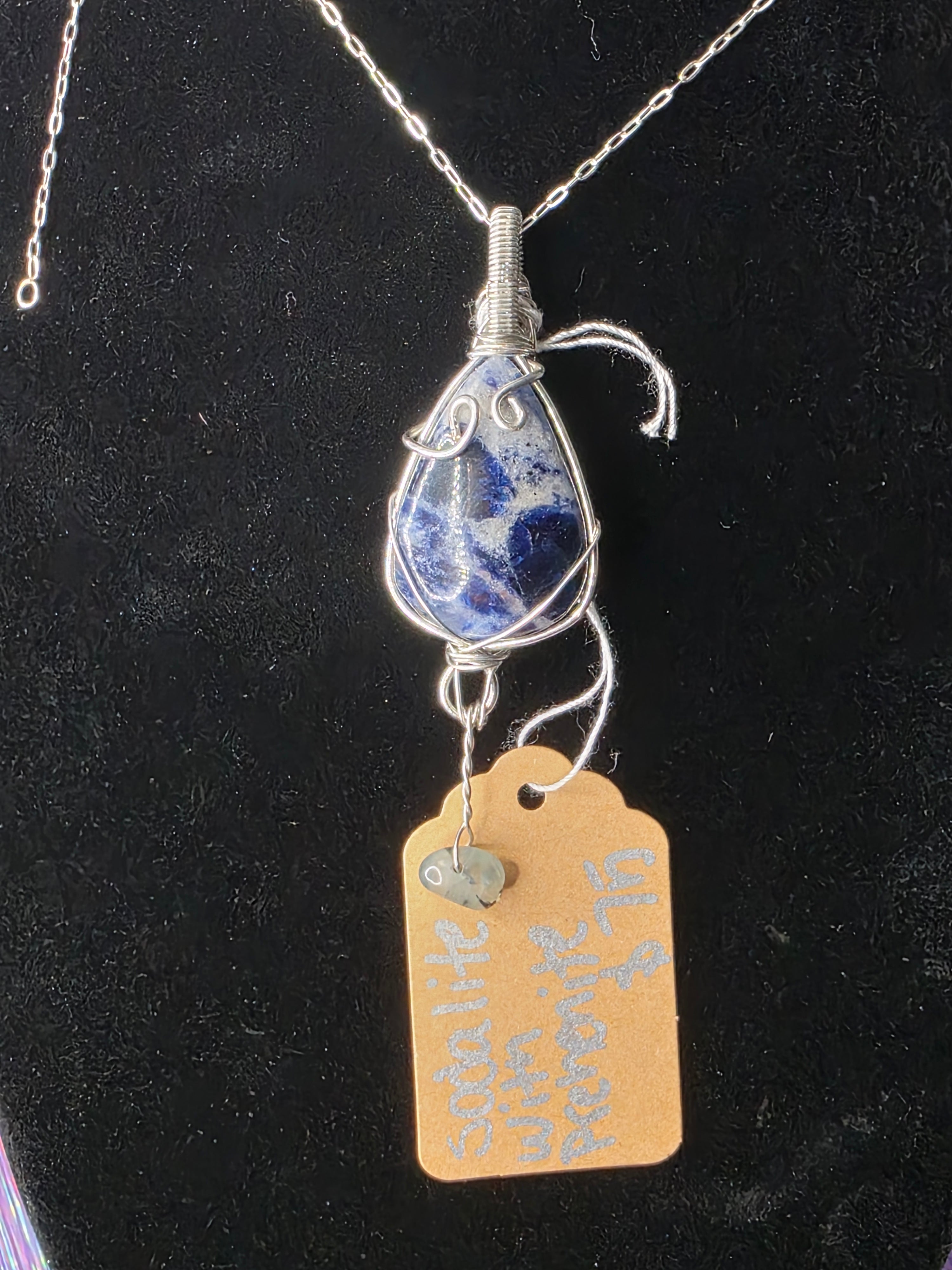 Sodalite with Prehnite Accent Teardrop Pendant