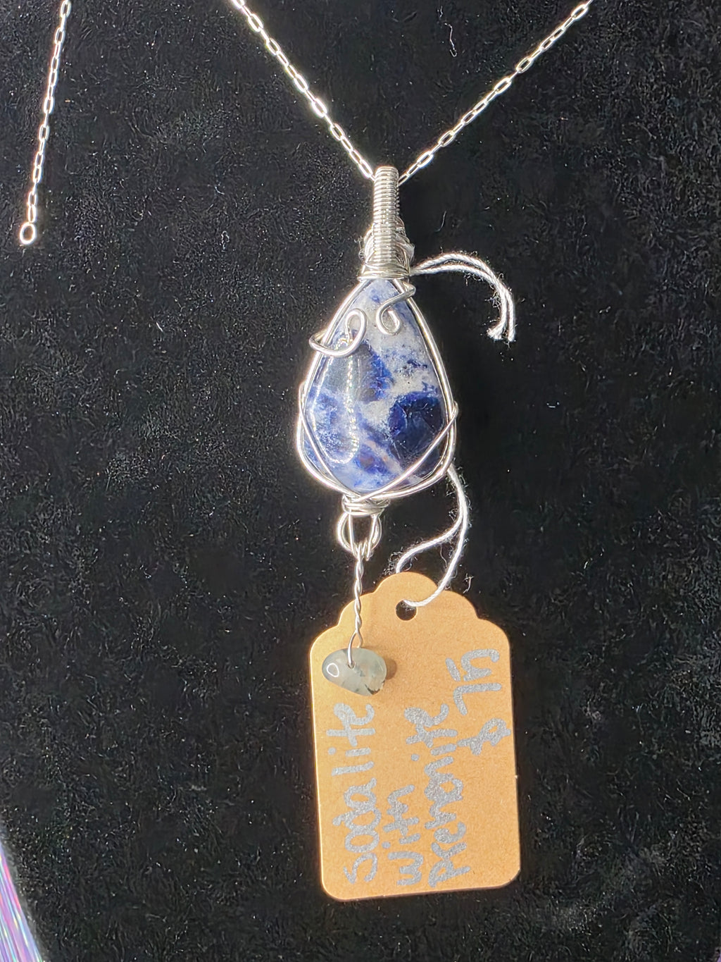 Sodalite with Prehnite Accent Teardrop Pendant