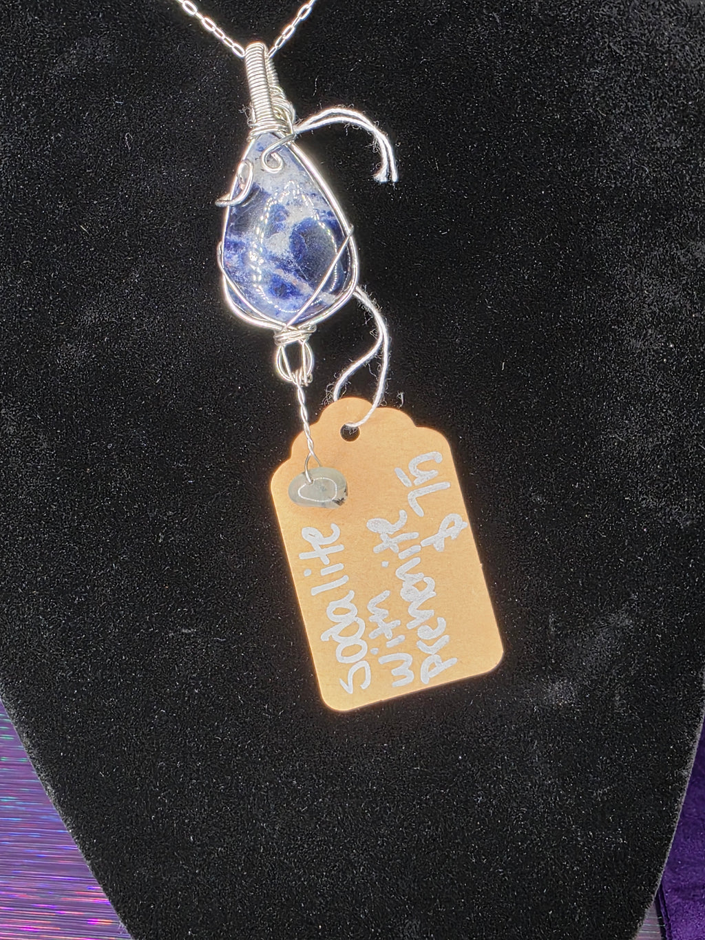 Sodalite with Prehnite Accent Teardrop Pendant