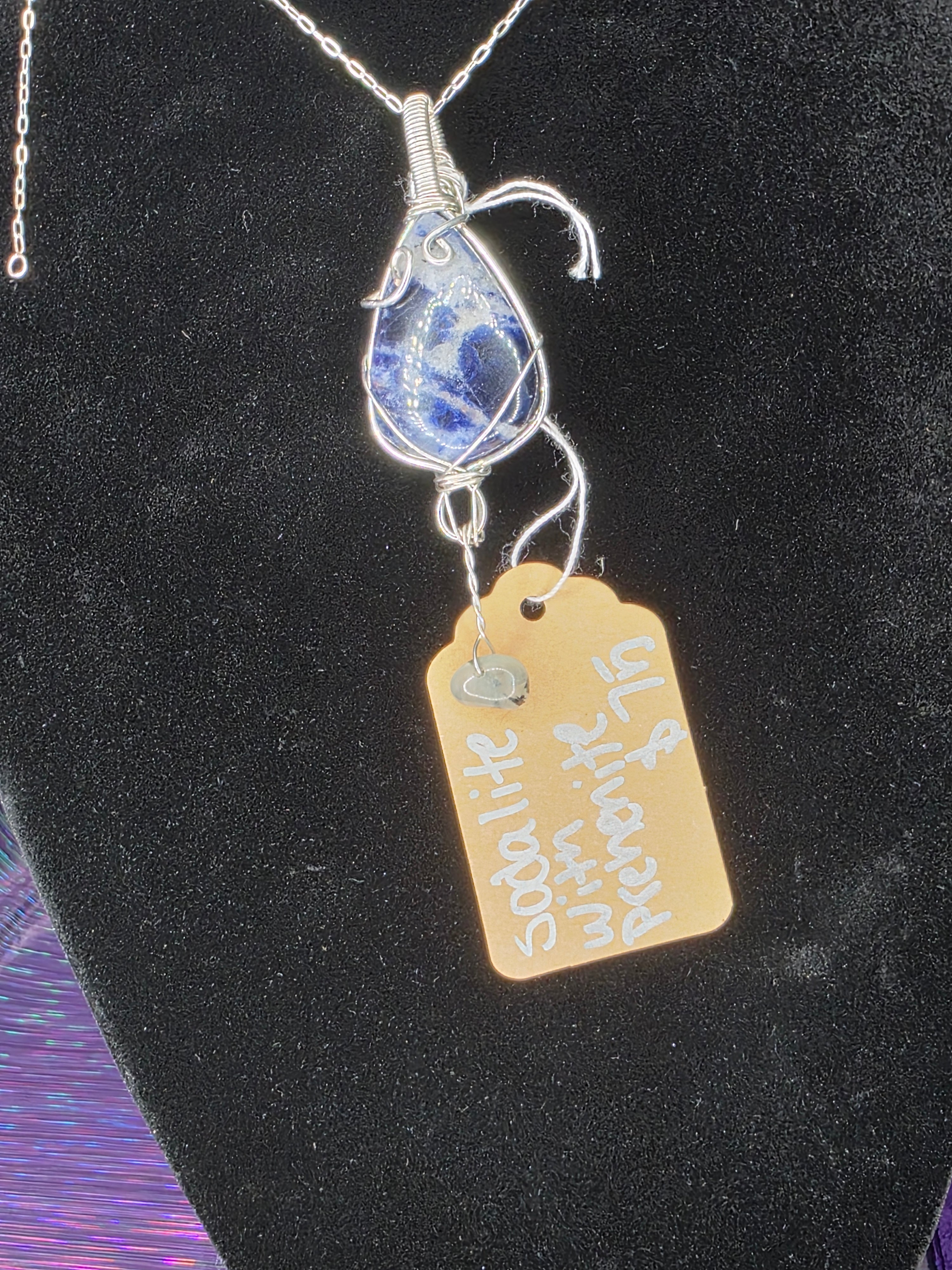 Sodalite with Prehnite Accent Teardrop Pendant