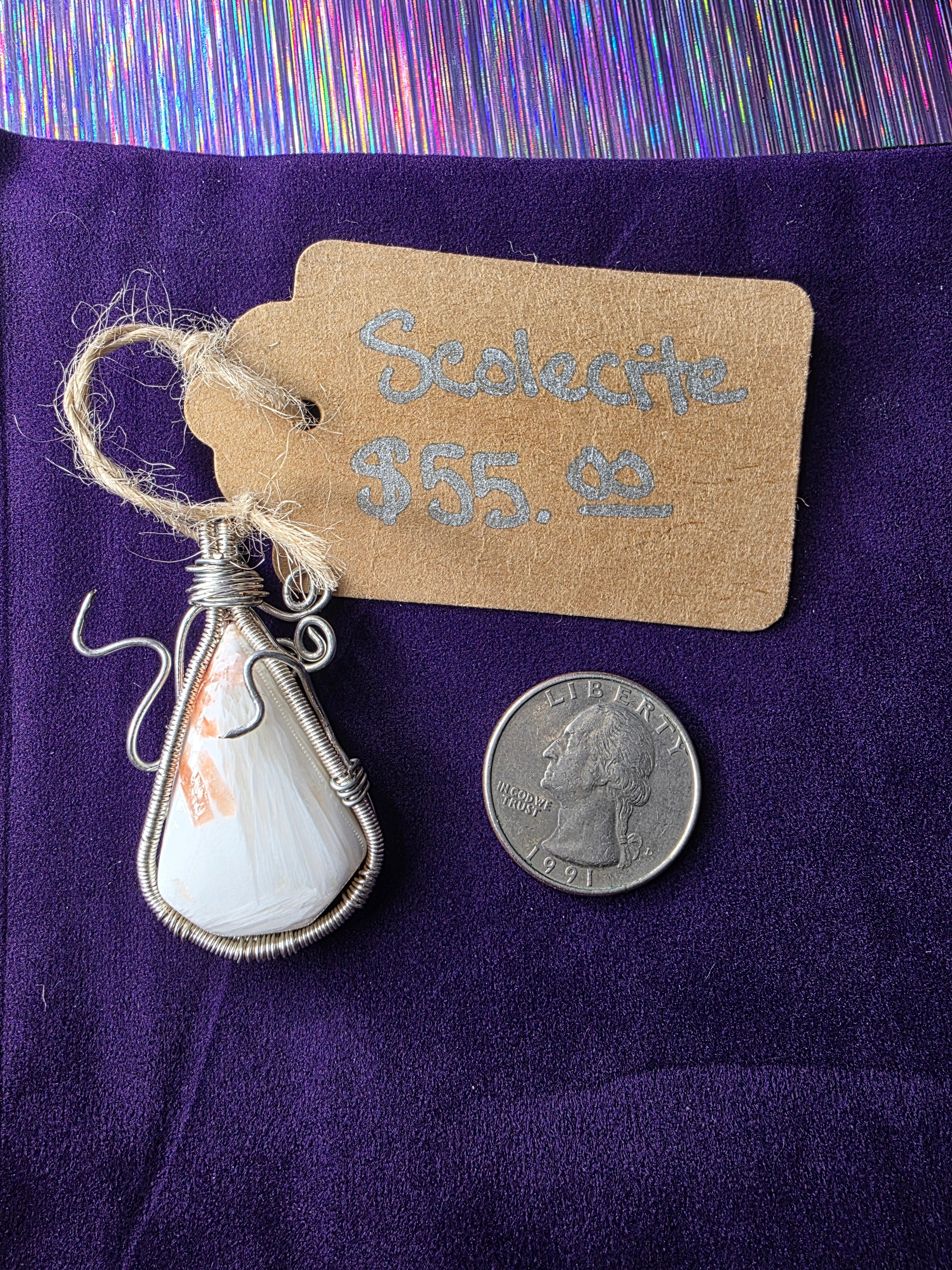 Scolecite Wide Teardrop Pendant