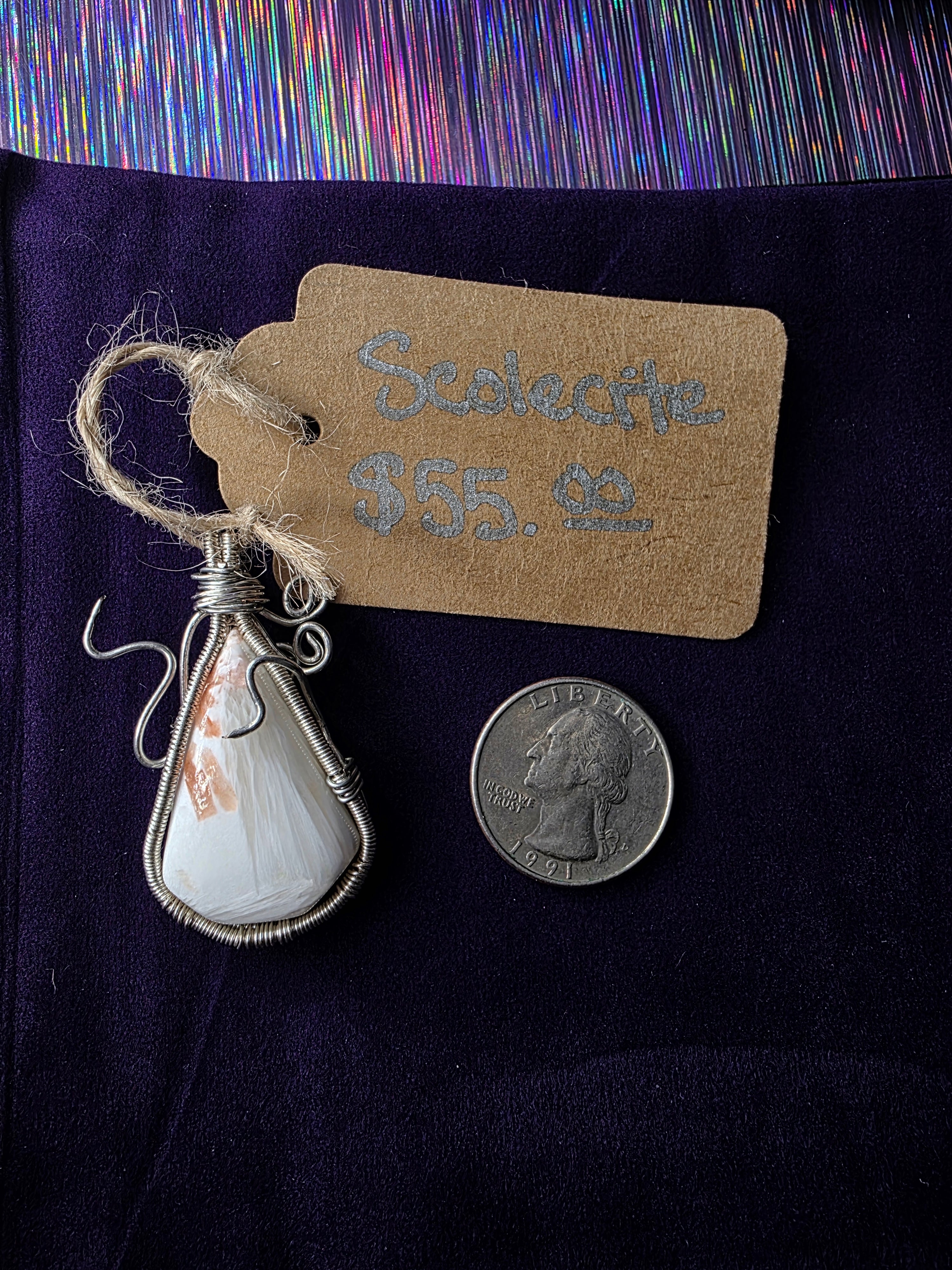 Scolecite Wide Teardrop Pendant