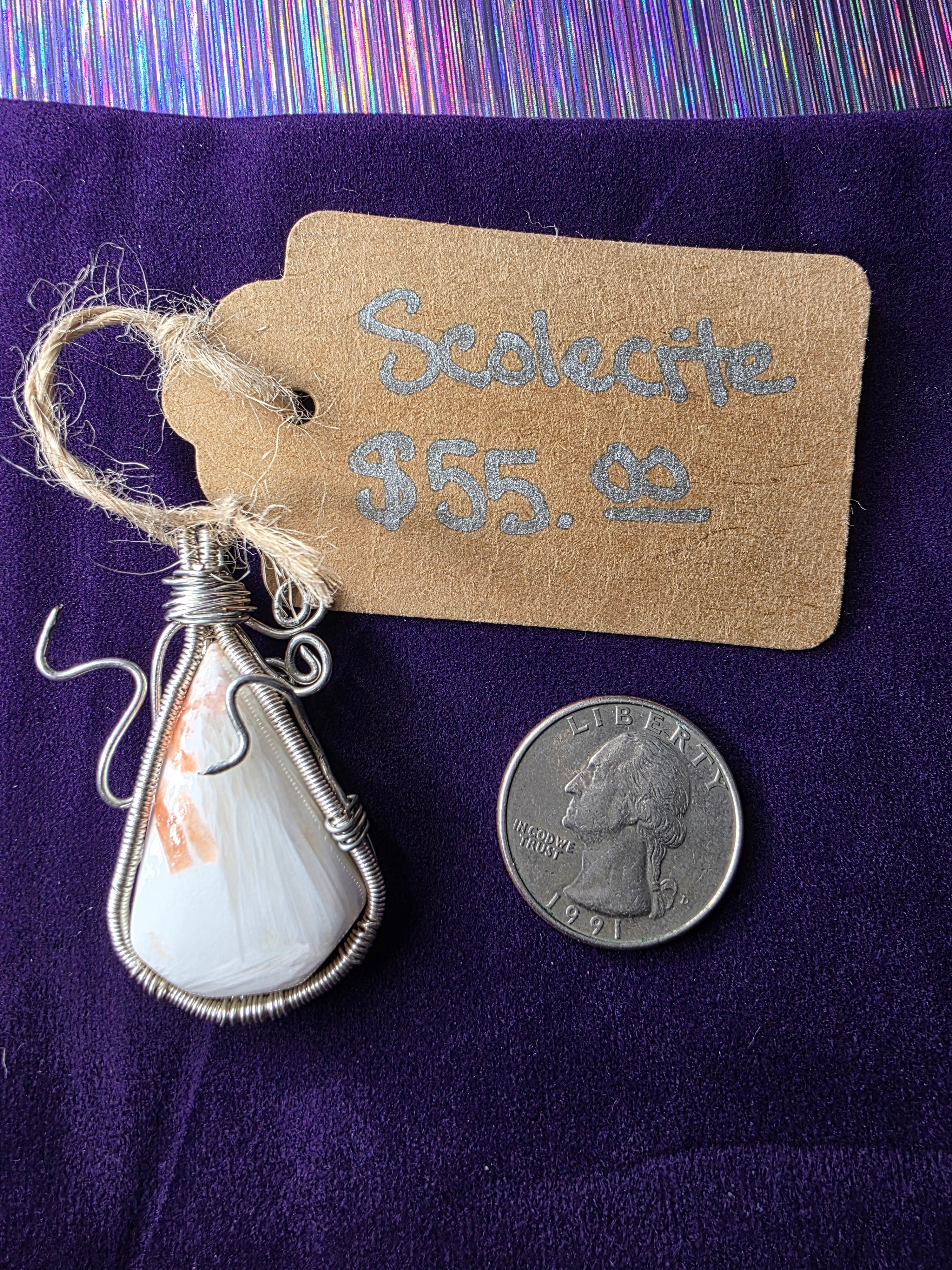 Scolecite Wide Teardrop Pendant