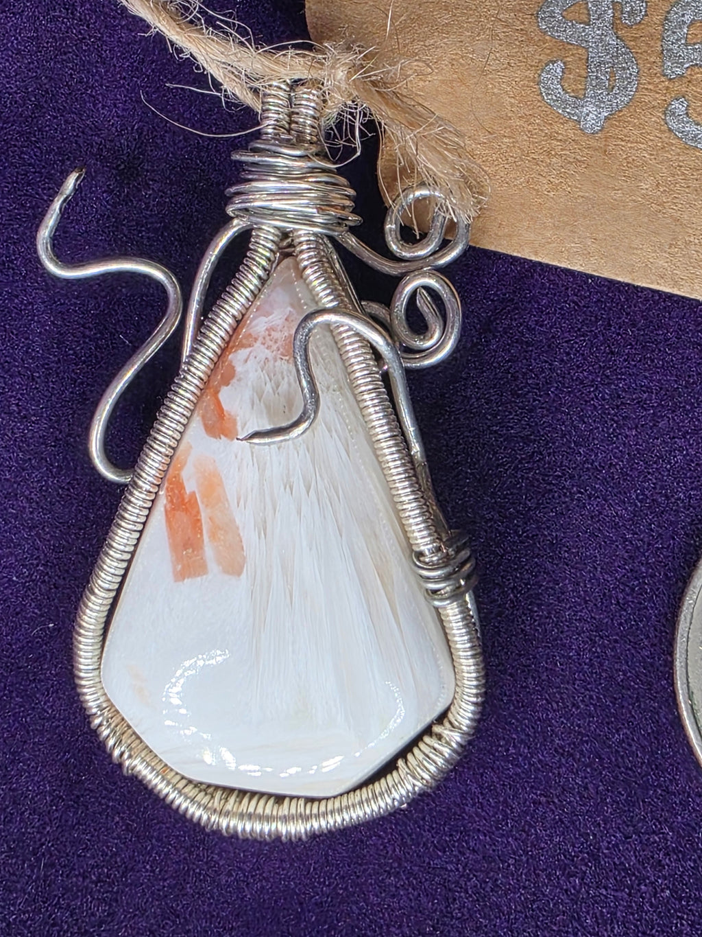 Scolecite Wide Teardrop Pendant
