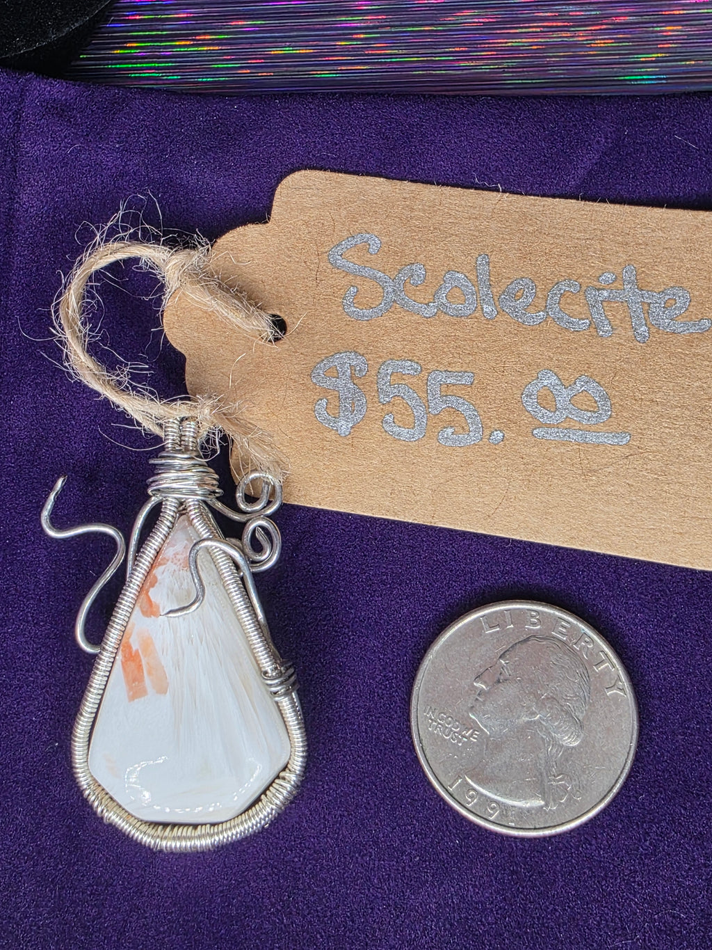 Scolecite Wide Teardrop Pendant