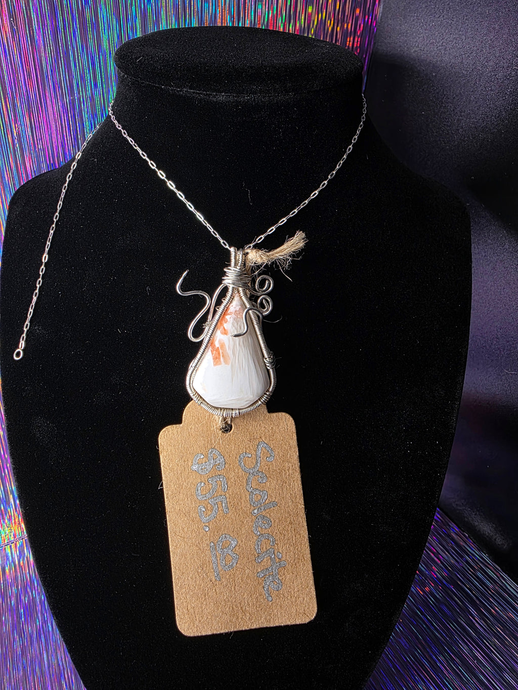 Scolecite Wide Teardrop Pendant