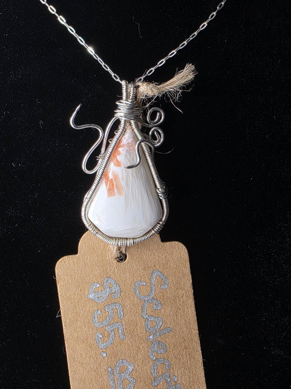 Scolecite Wide Teardrop Pendant