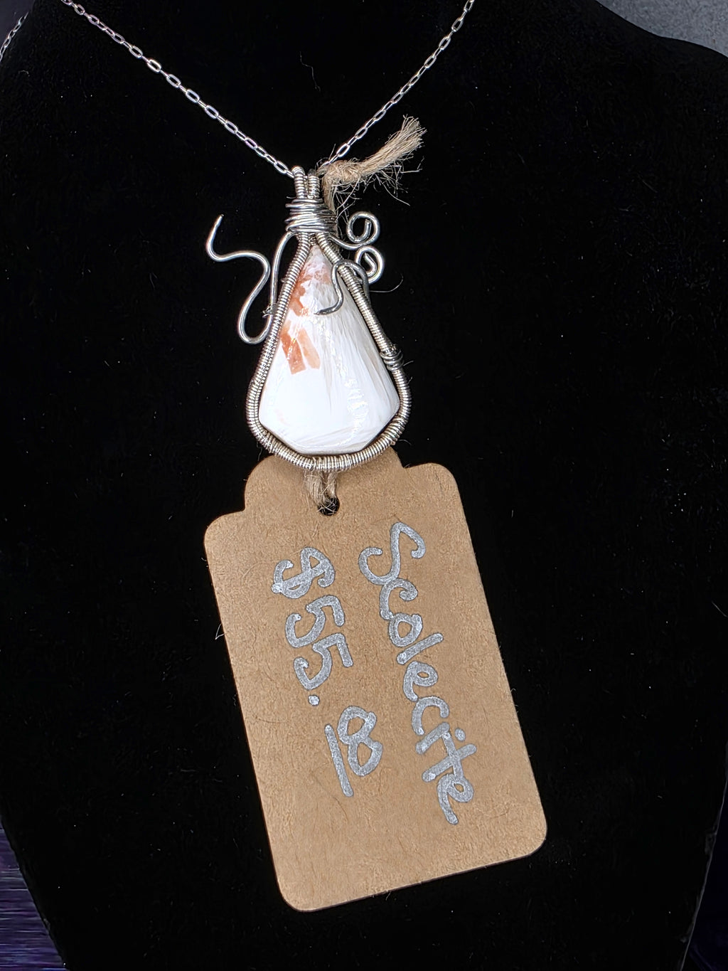 Scolecite Wide Teardrop Pendant
