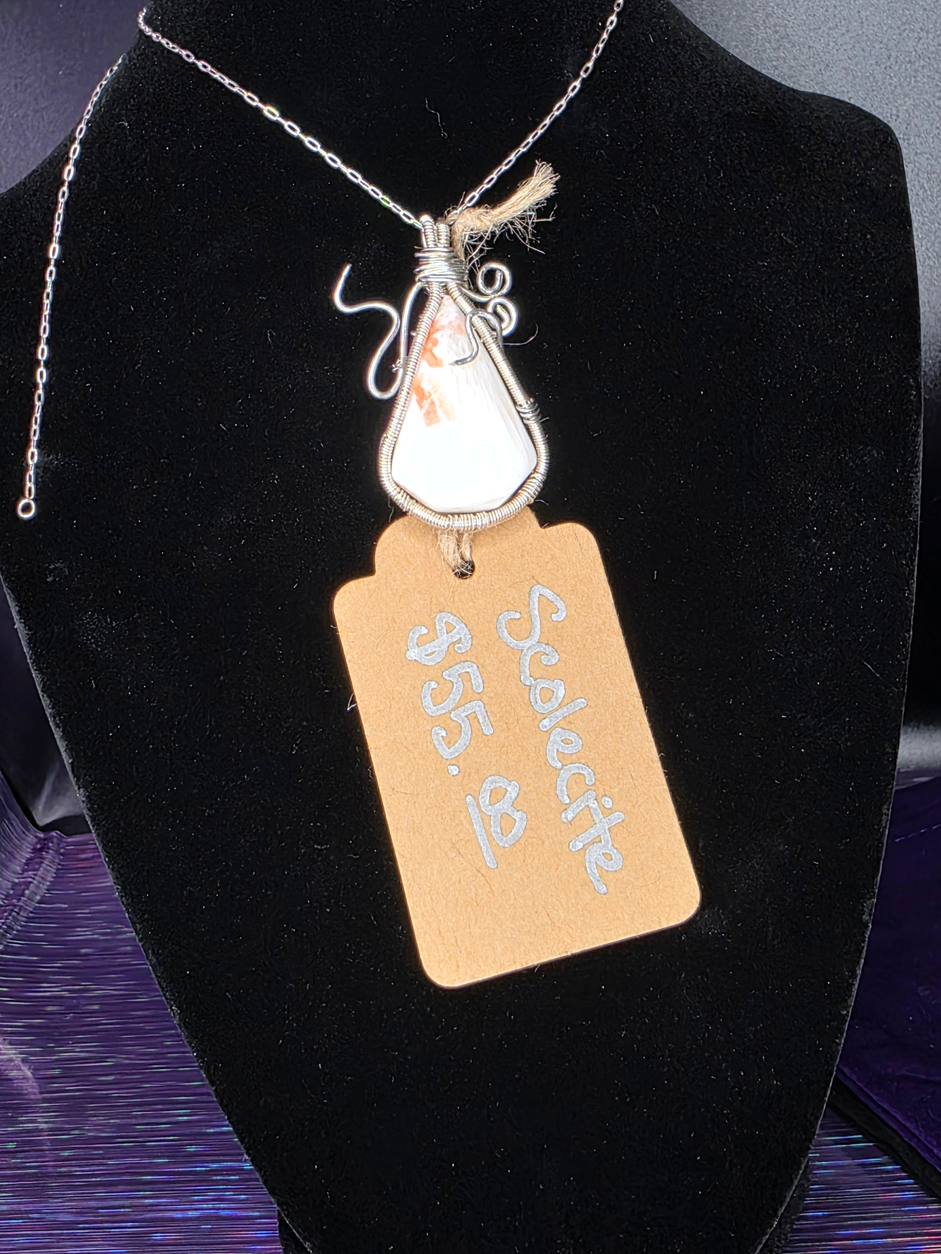 Scolecite Wide Teardrop Pendant