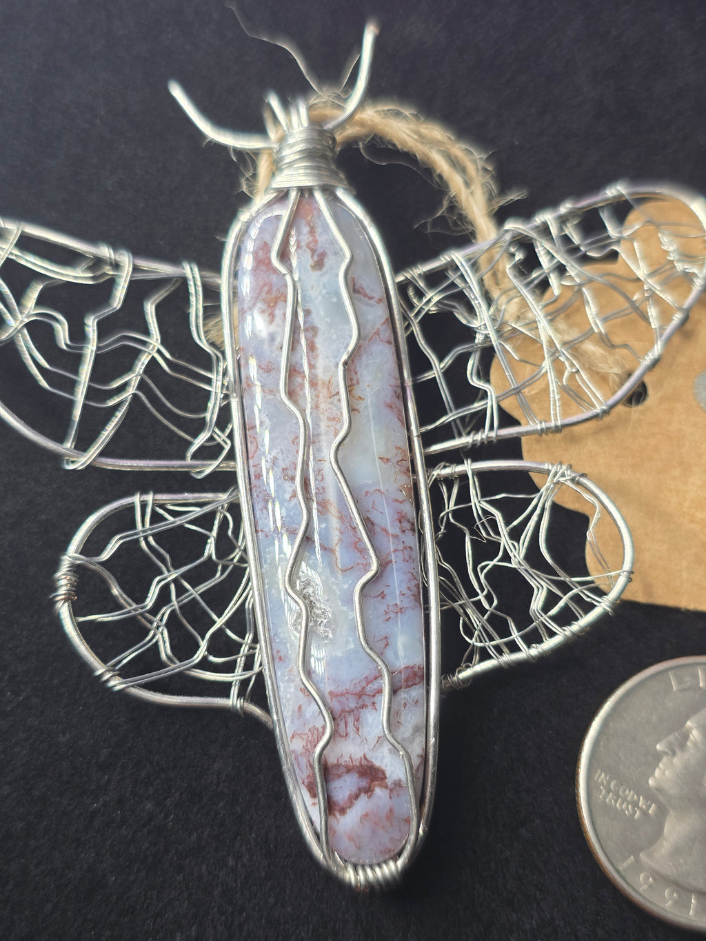 Purple Moss Agate Butterfly Pendant