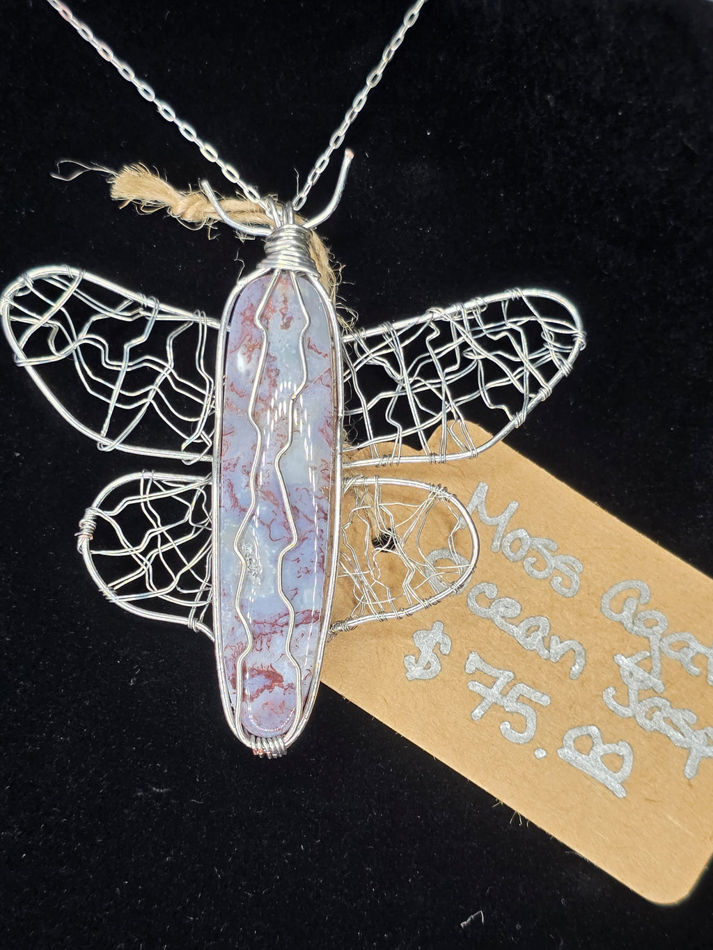 Purple Moss Agate Butterfly Pendant