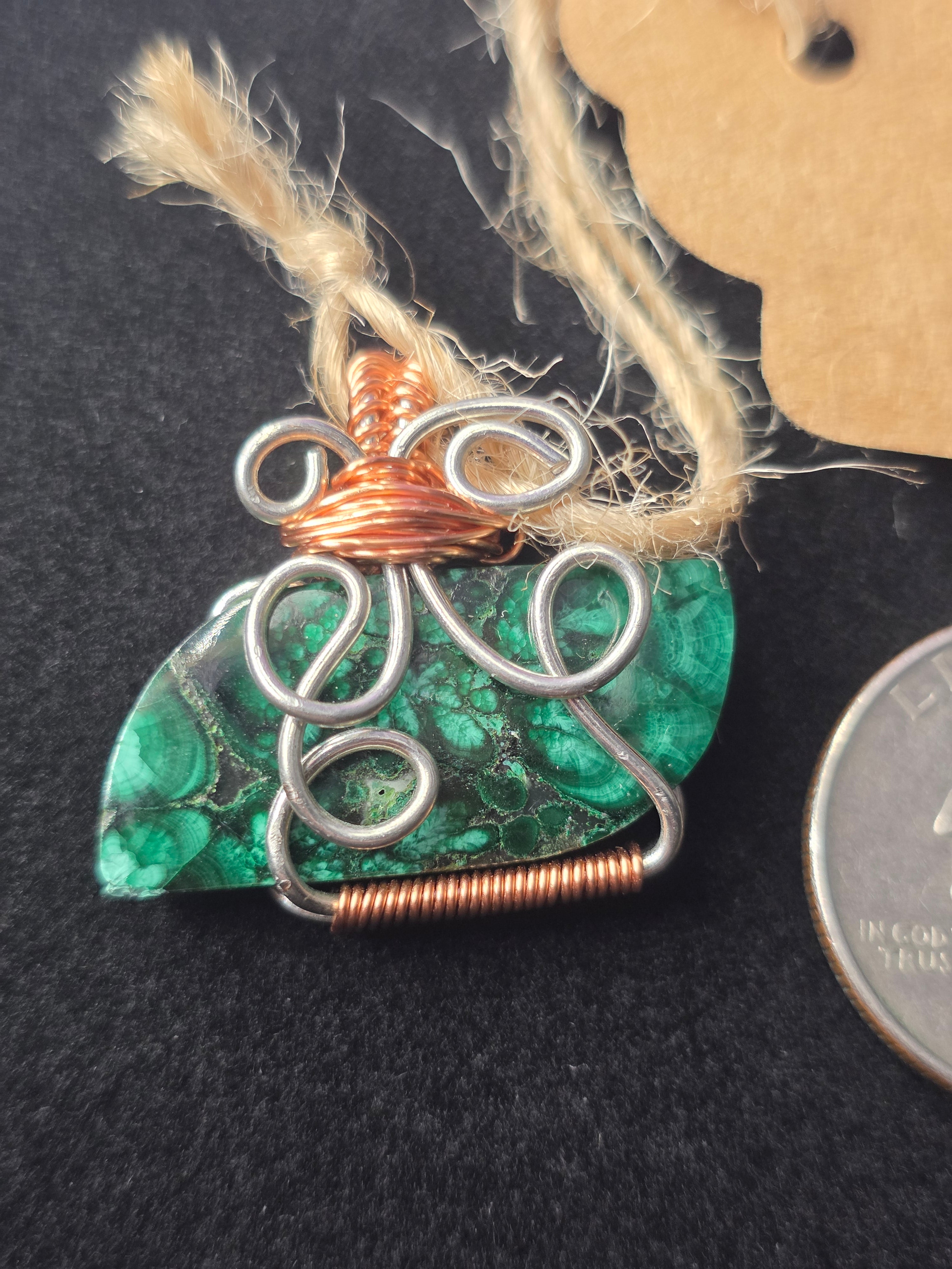 Malachite Dual Colored Freeform Pendant