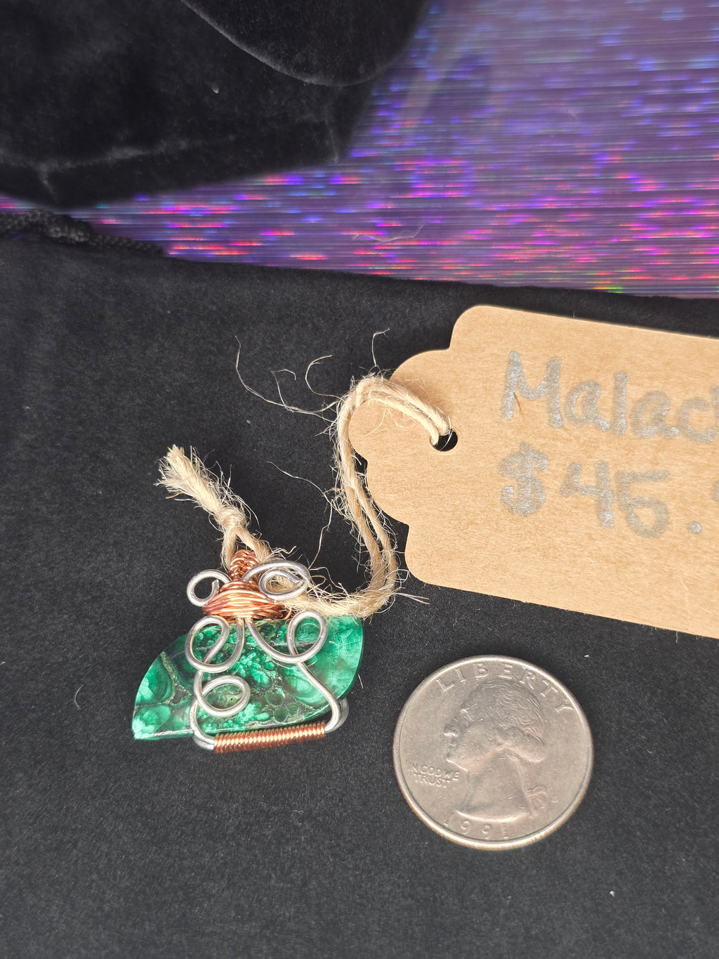 Malachite Dual Colored Freeform Pendant