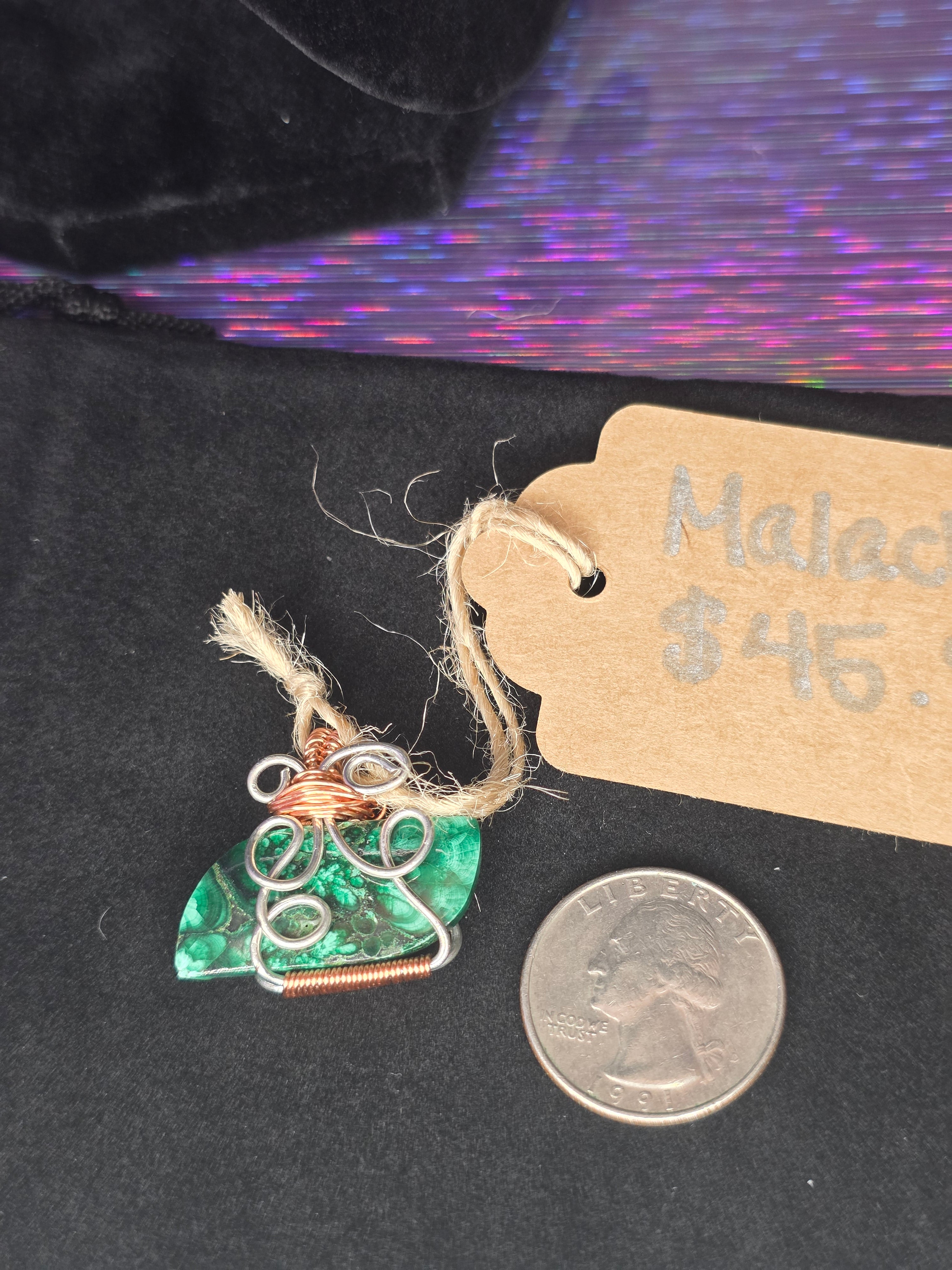 Malachite Dual Colored Freeform Pendant