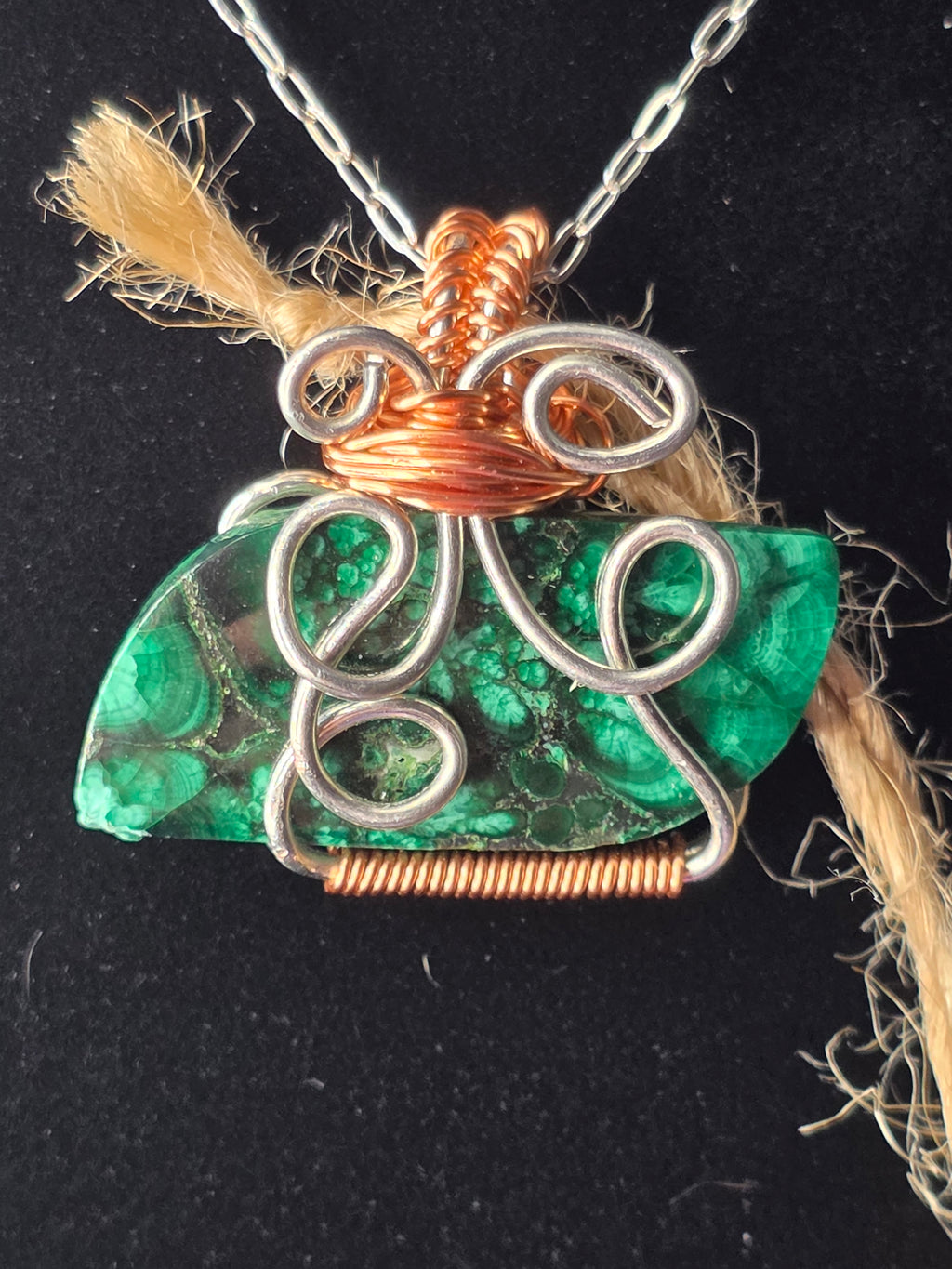 Malachite Dual Colored Freeform Pendant
