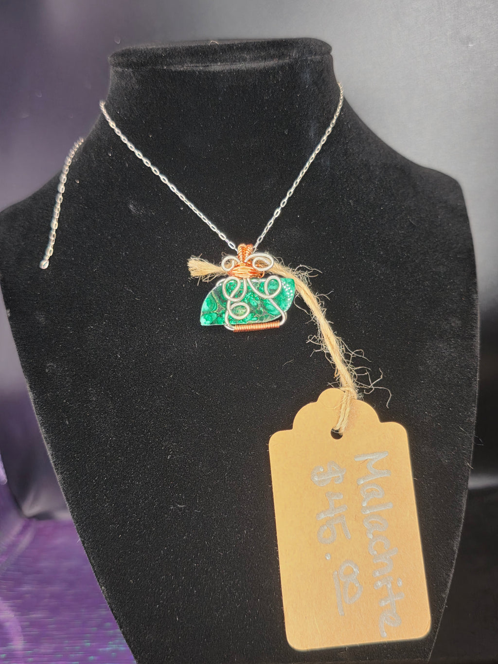 Malachite Dual Colored Freeform Pendant