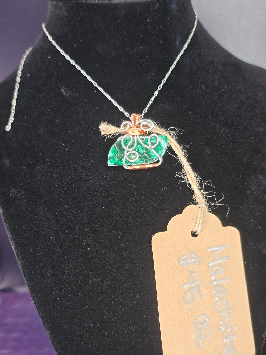 Malachite Dual Colored Freeform Pendant