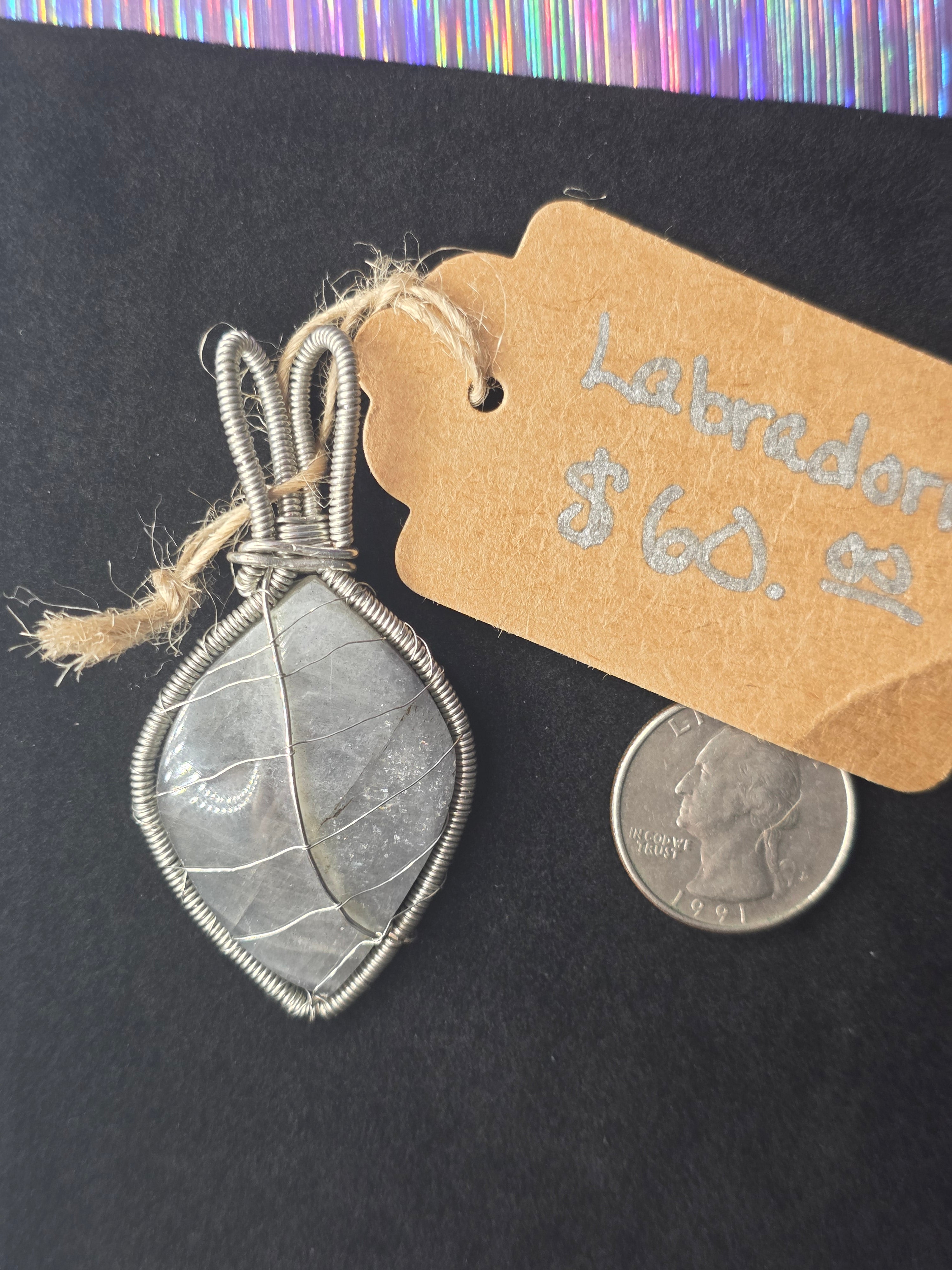 Labradorite Leaf Pendant