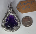 Amethyst Teardrop Wire Woven Pendant
