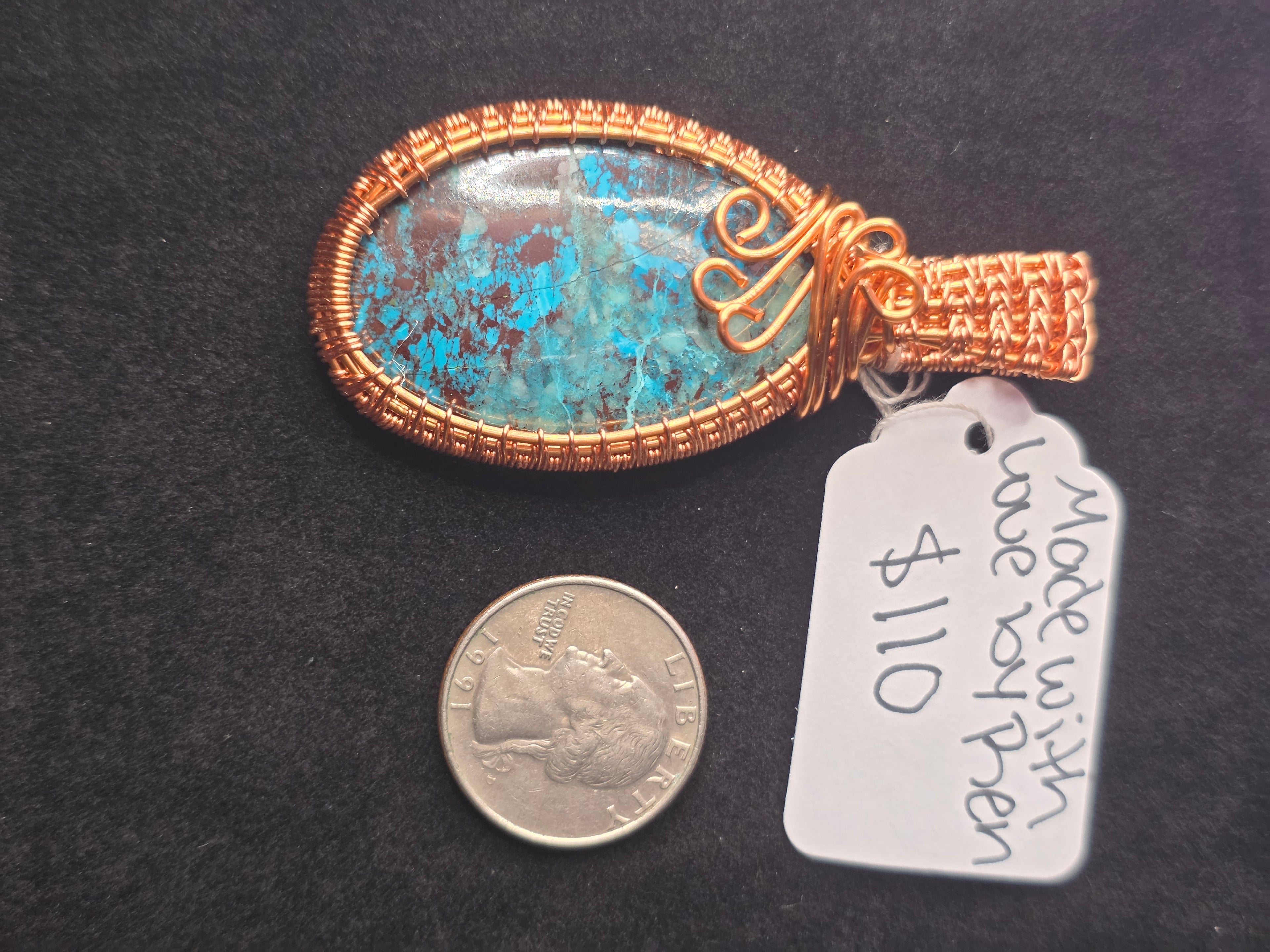Chrysocolla Wire Woven Pendant