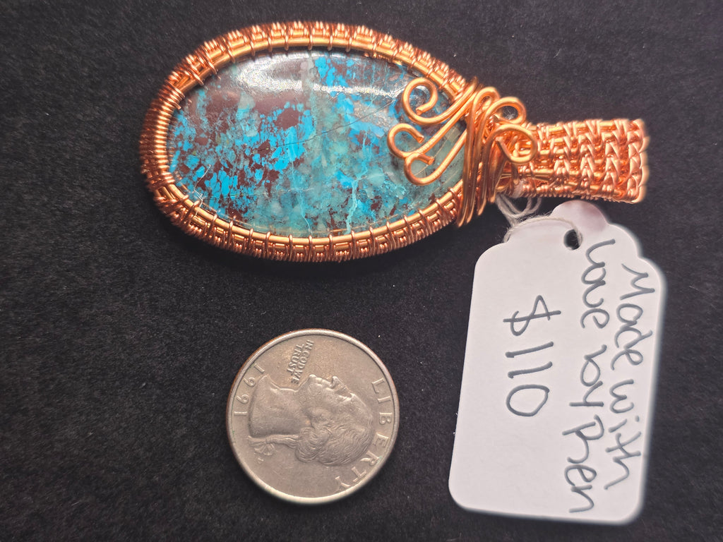 Chrysocolla Wire Woven Pendant